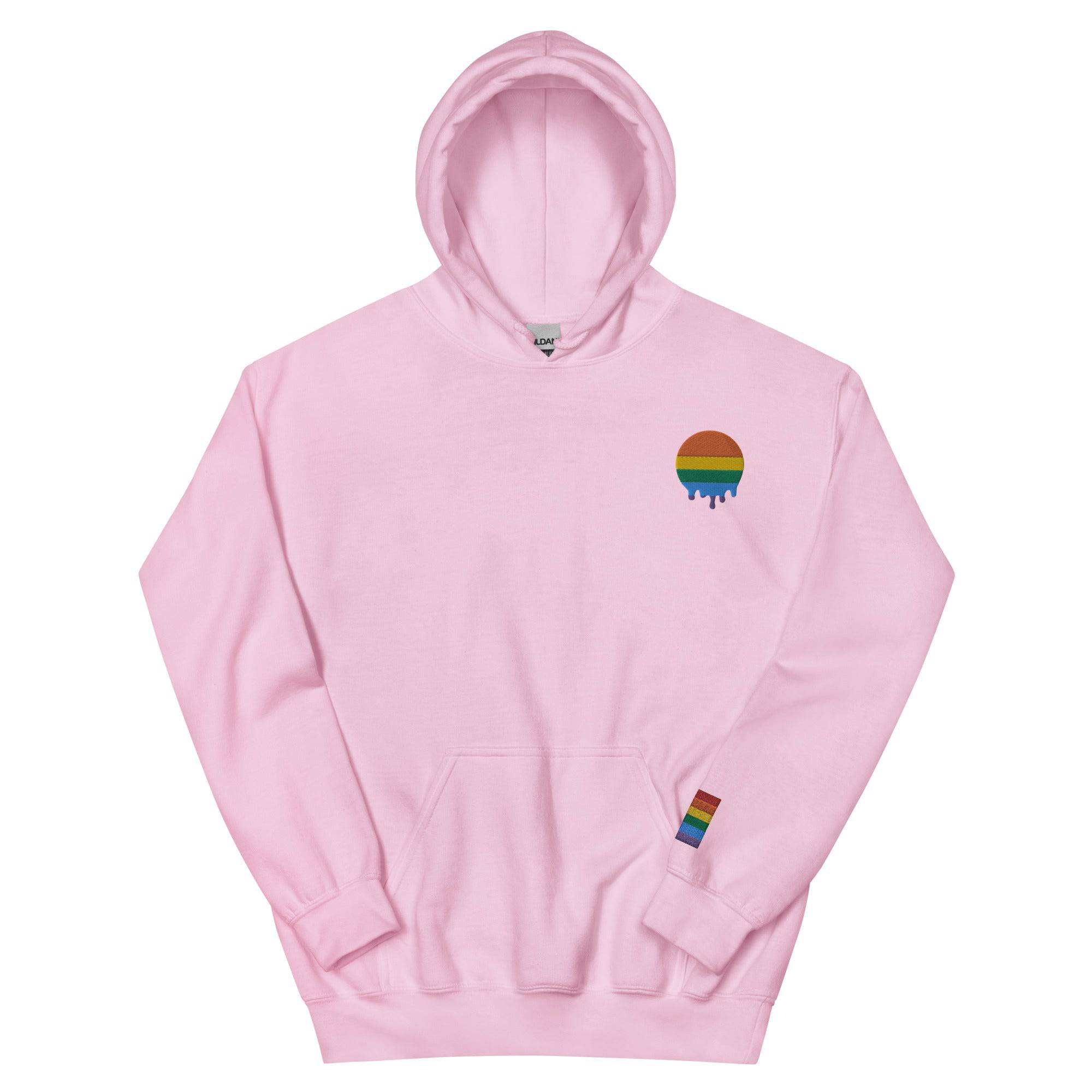 Rainbow Pride embroidered hoodie, view 12 — Rose Gold Co