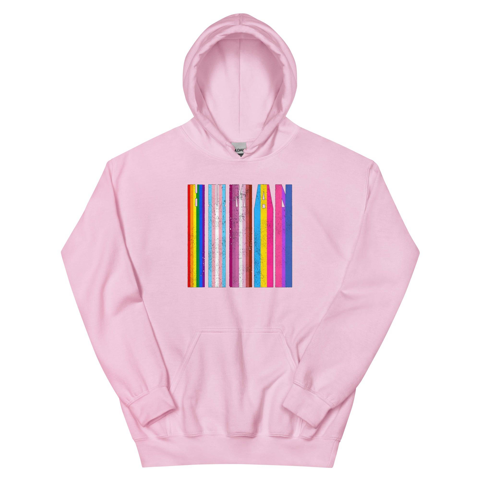 Human Spreading Rainbow Flag hoodie, view 7 — Rose Gold Co