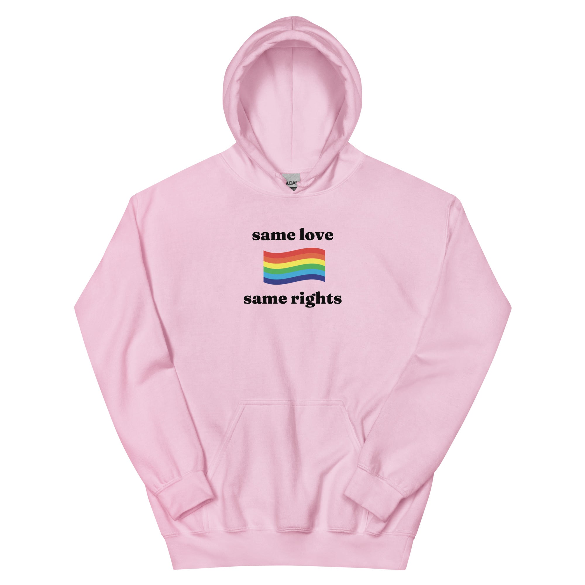 Same Love Same Rights rainbow hoodie, view 7 — Rose Gold Co