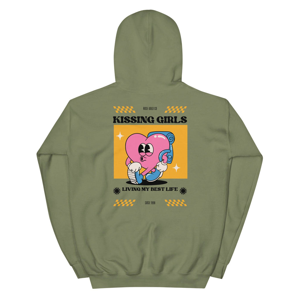 Kissing Girls Living My Best Life hoodie, view 6 — Rose Gold Co
