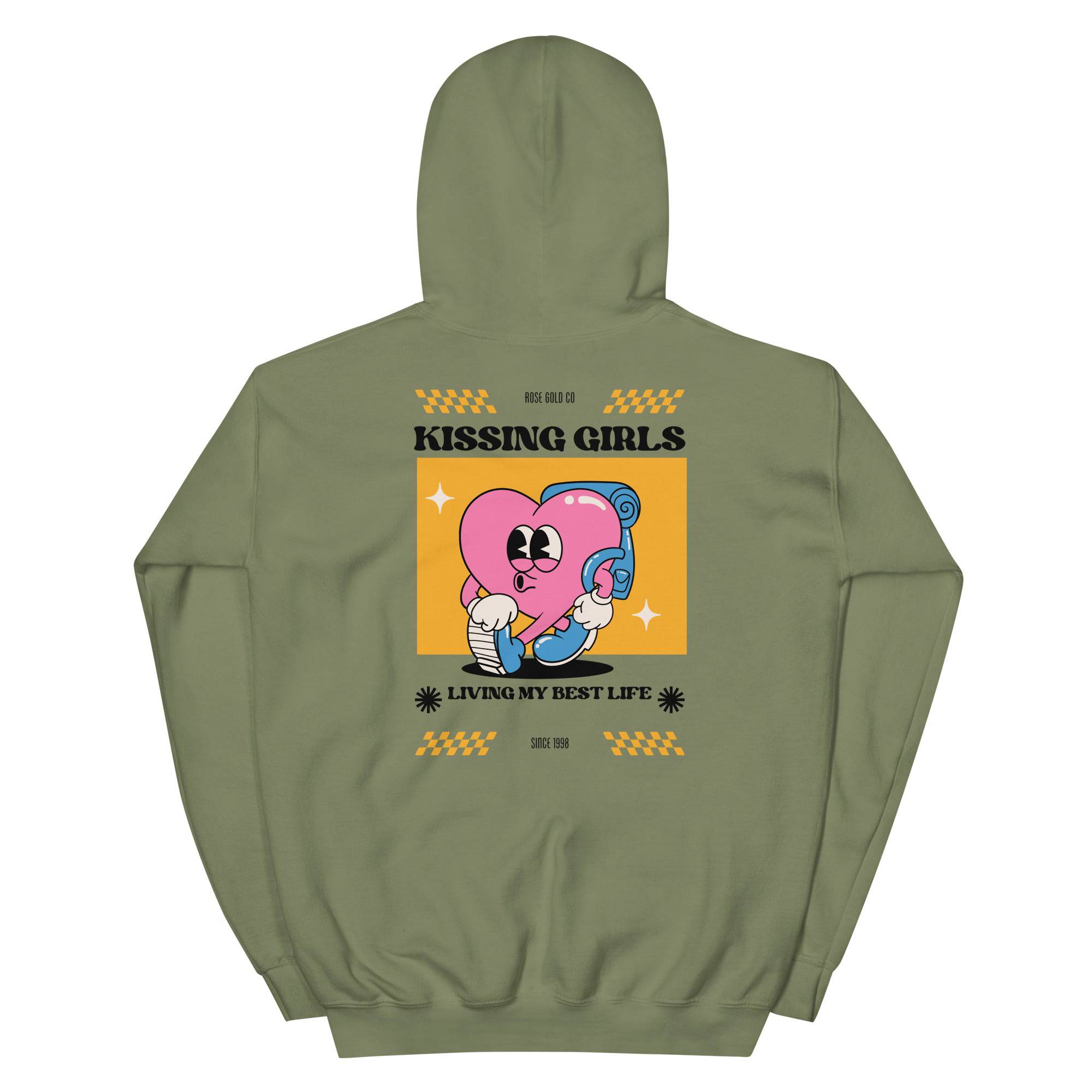 Kissing Girls Living My Best Life hoodie, view 6 — Rose Gold Co