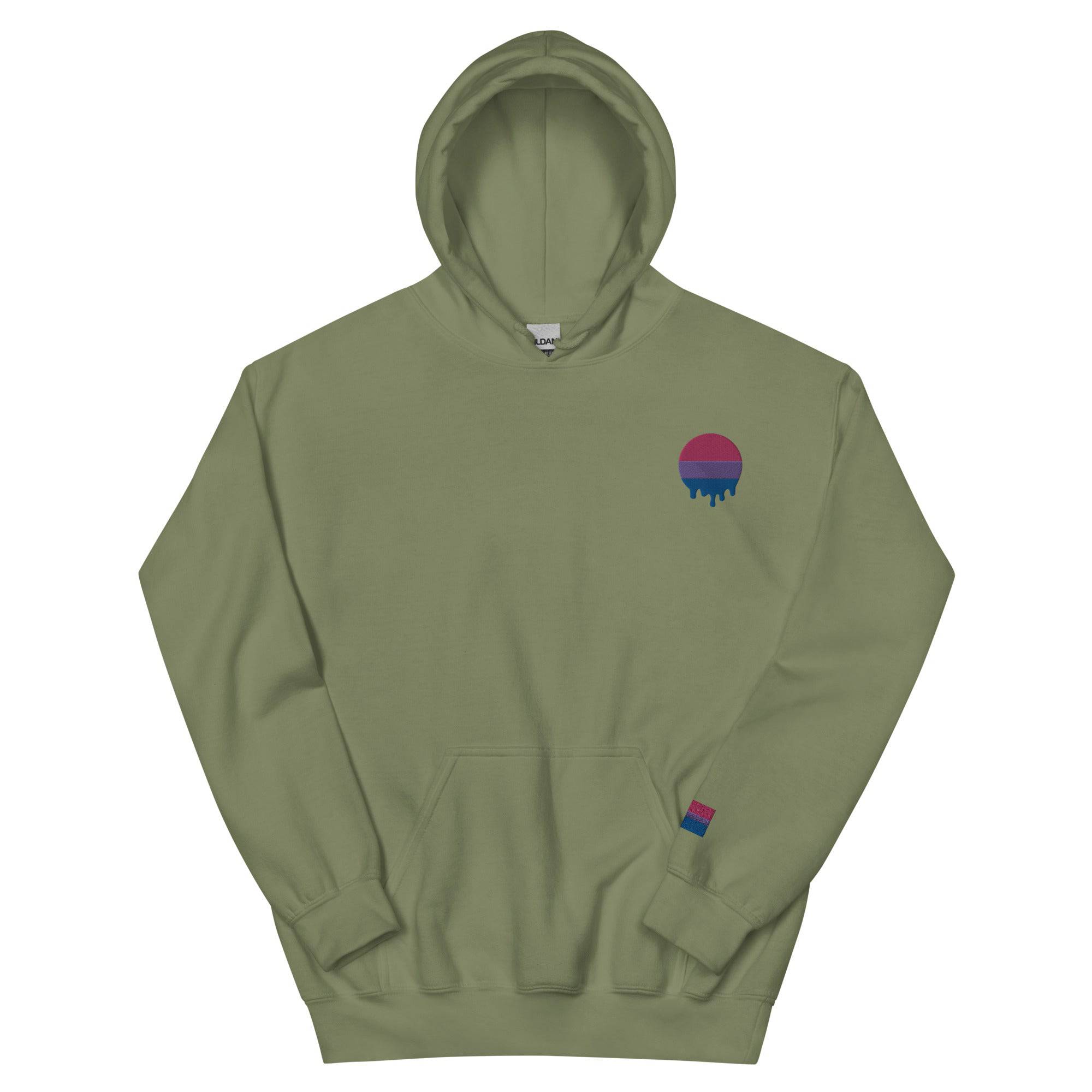 Melting bisexual pride flag premium hoodie, view 7 — Rose Gold Co
