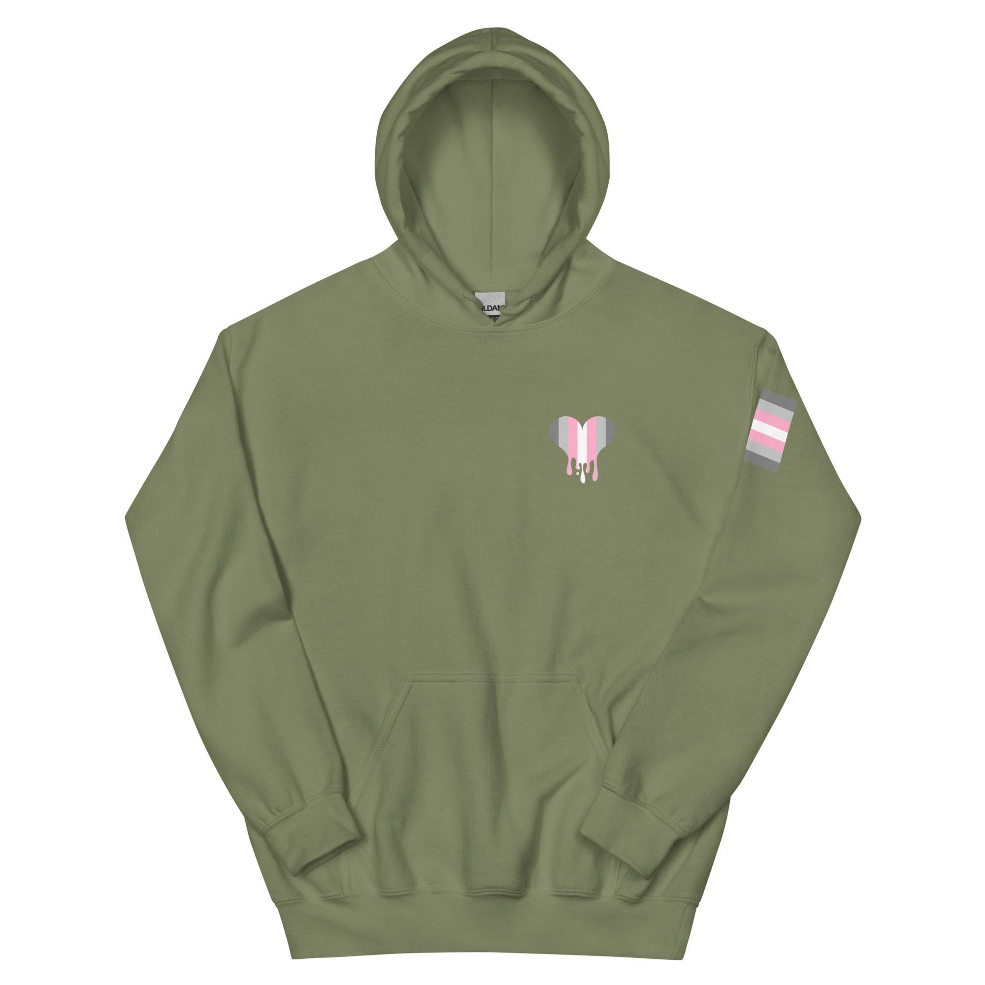 Demigirl Dripping Heart hoodie, view 5 — Rose Gold Co
