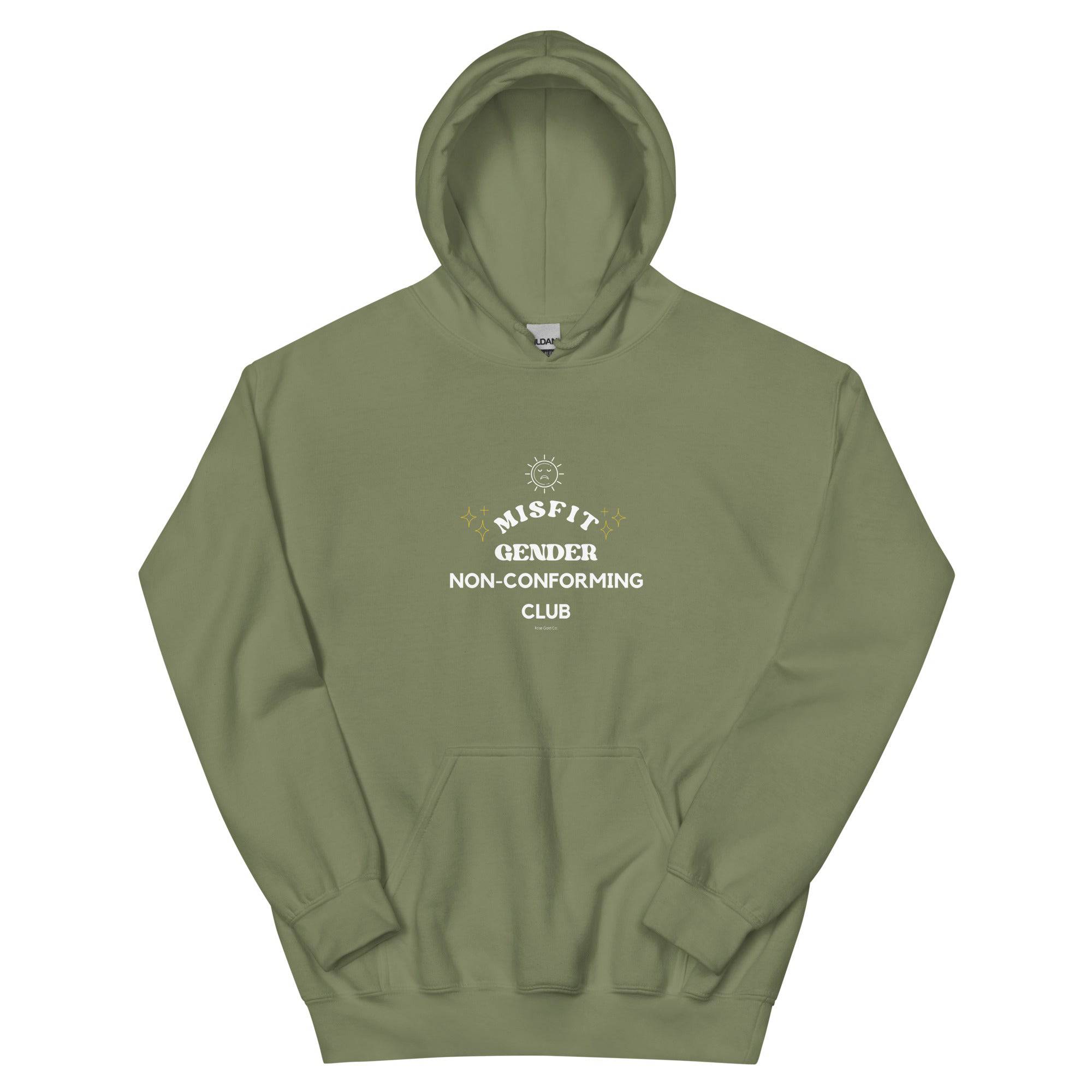 Misfit Club gender nonconforming hoodie, view 4 — Rose Gold Co