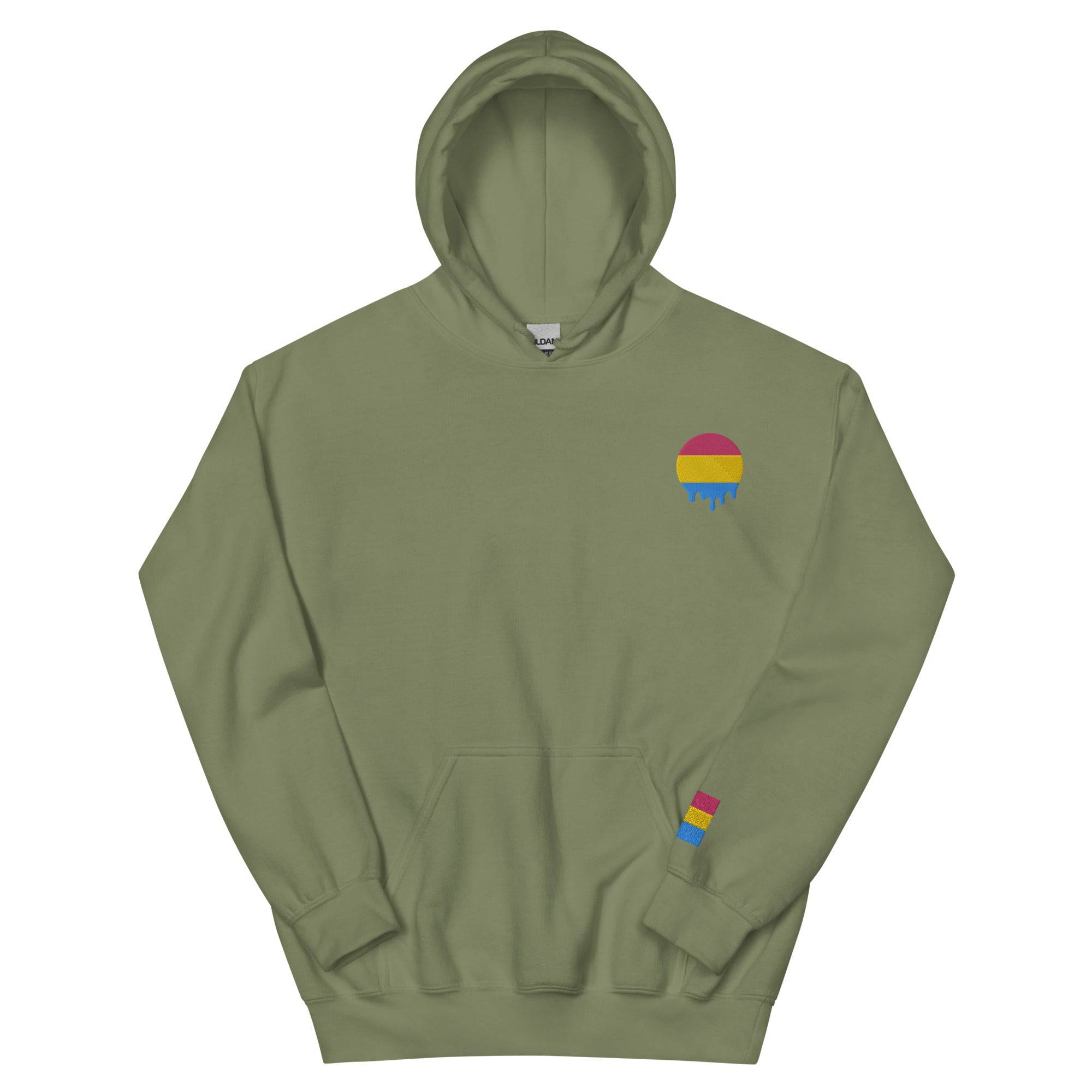 Melting Pansexual Pride embroidered hoodie, view 10 — Rose Gold Co