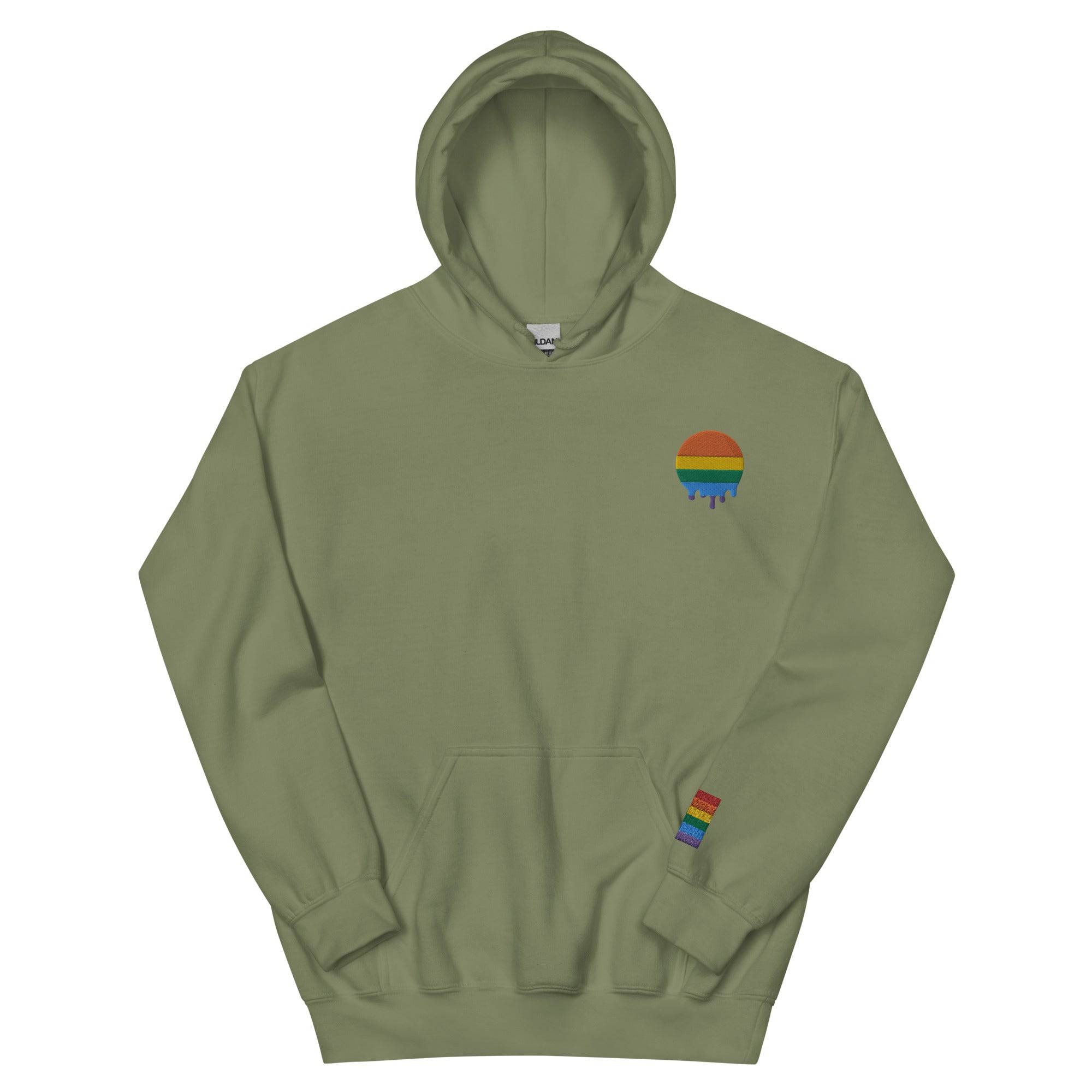 Rainbow Pride embroidered hoodie, view 9 — Rose Gold Co