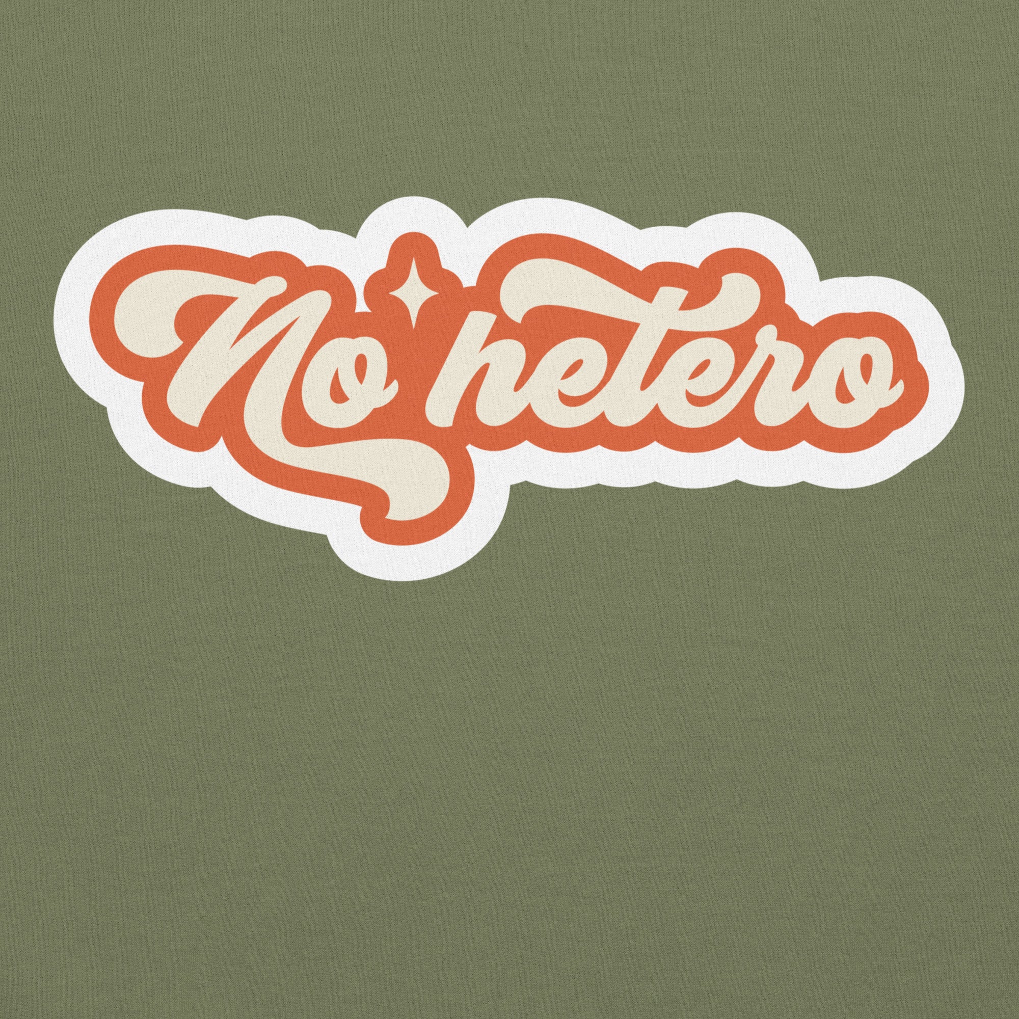 No Hetero pride hoodie, military green, front view — Rose Gold Co