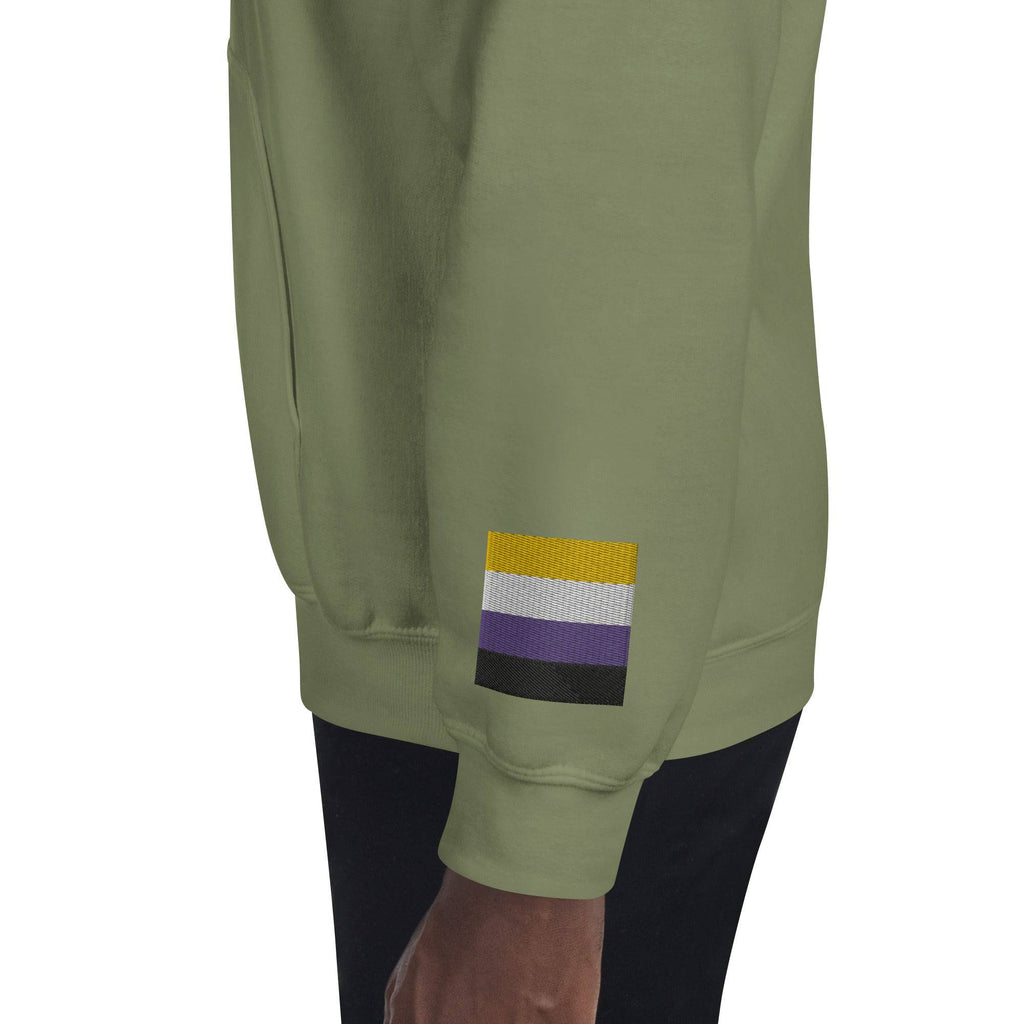 Melting Nonbinary Pride embroidered hoodie, view 6 — Rose Gold Co