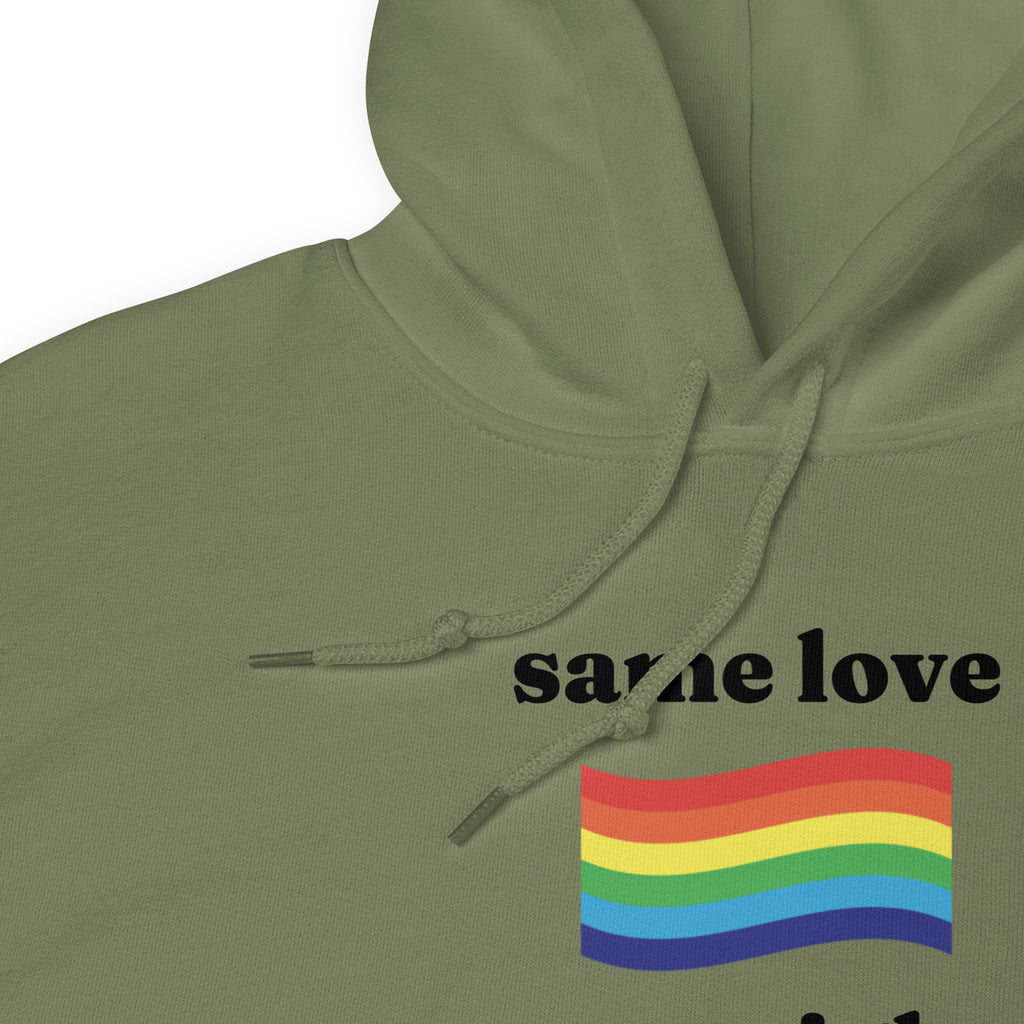 Same Love Same Rights rainbow hoodie, view 4 — Rose Gold Co