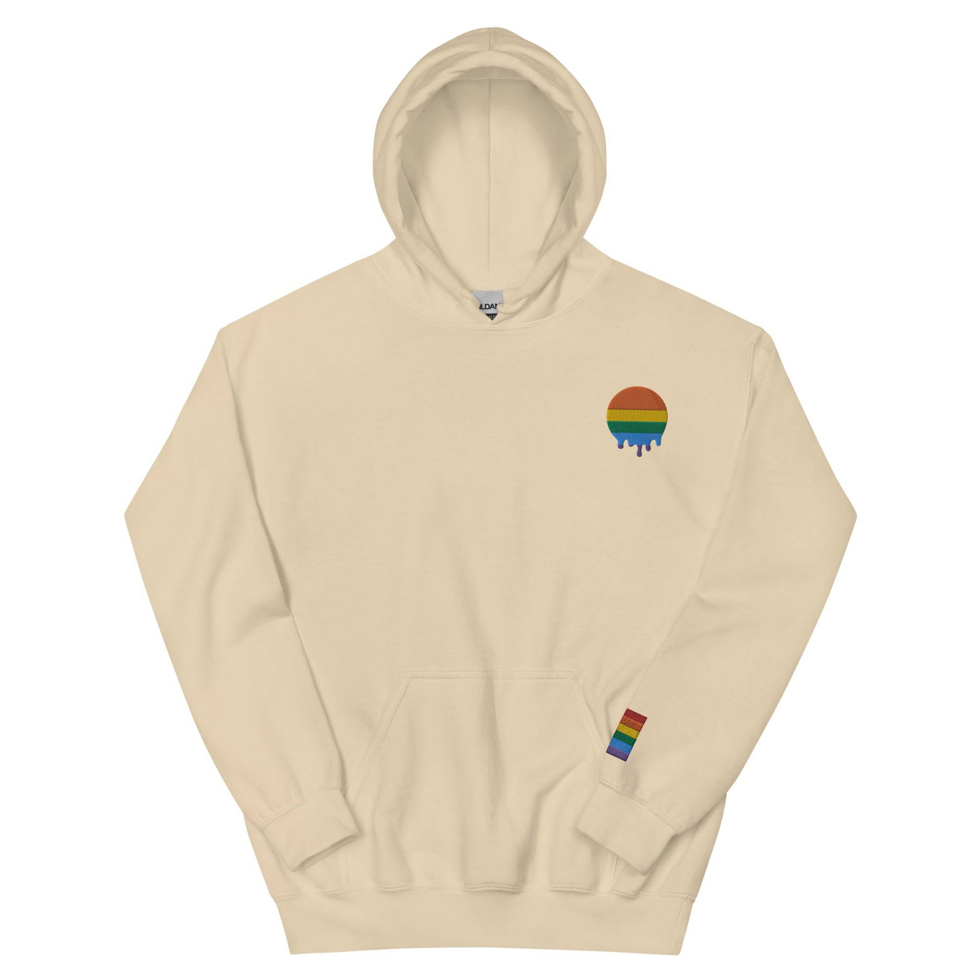 Rainbow Pride embroidered hoodie, view 11 — Rose Gold Co