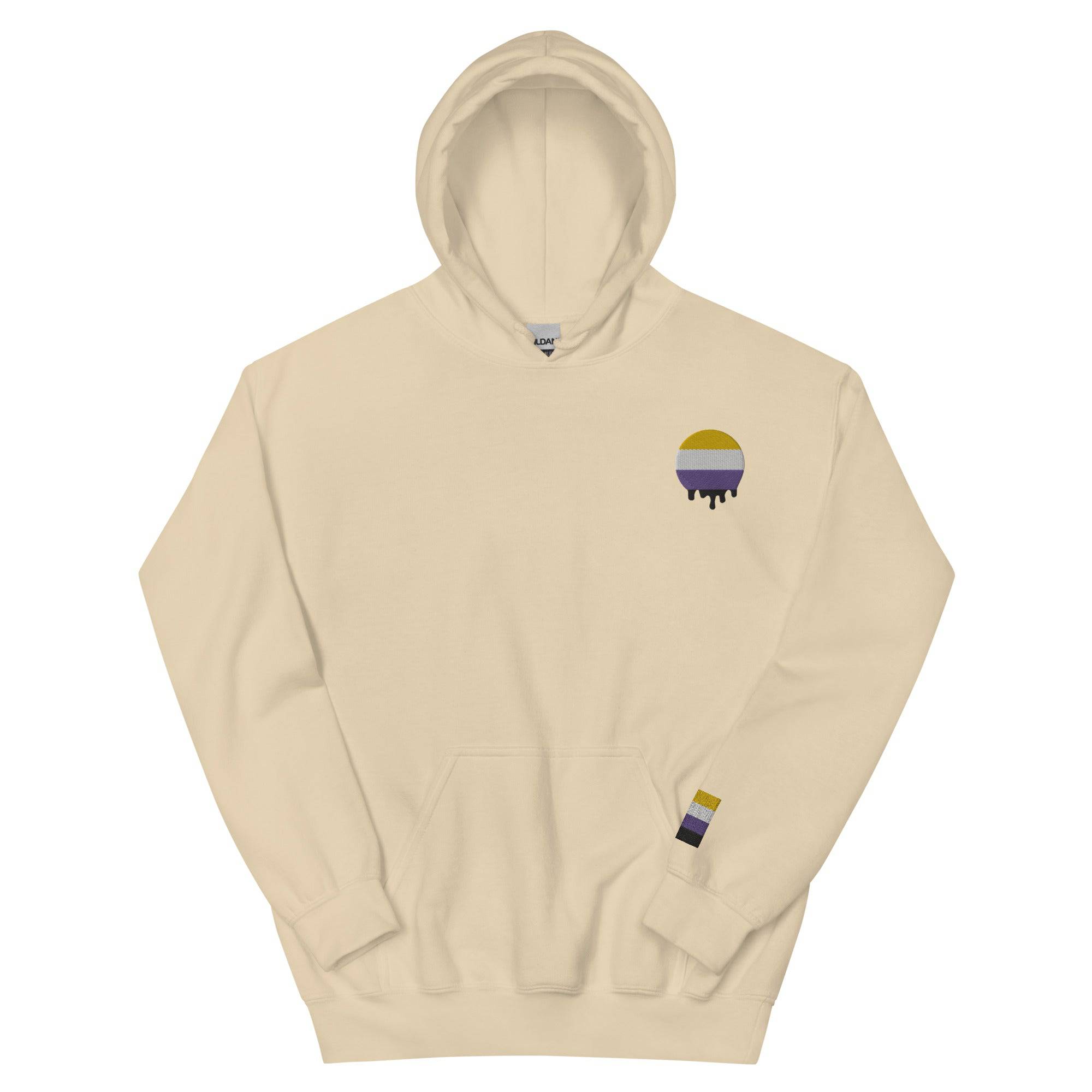 Melting Nonbinary Pride embroidered hoodie, view 12 — Rose Gold Co