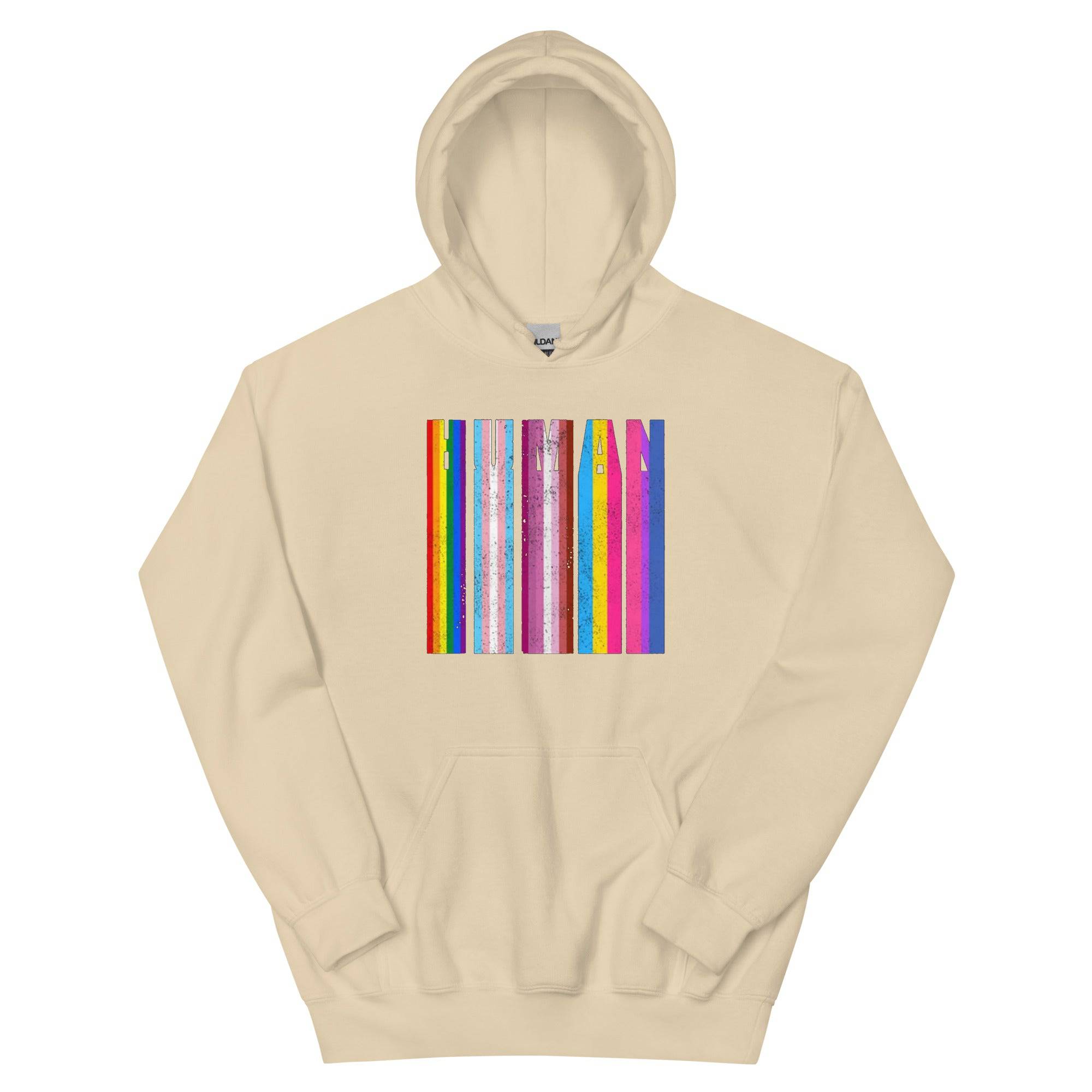 Human Spreading Rainbow Flag hoodie, view 6 — Rose Gold Co