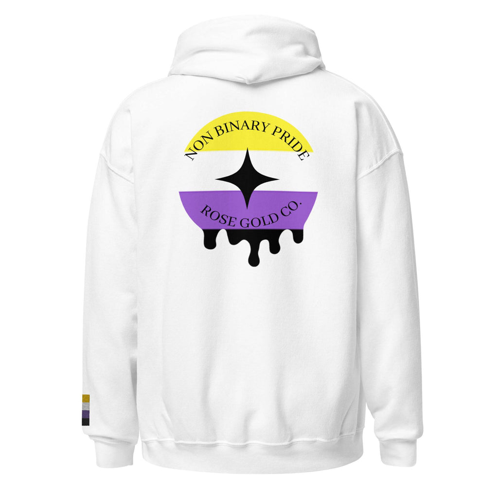 Melting Nonbinary Pride embroidered hoodie, view 4 — Rose Gold Co