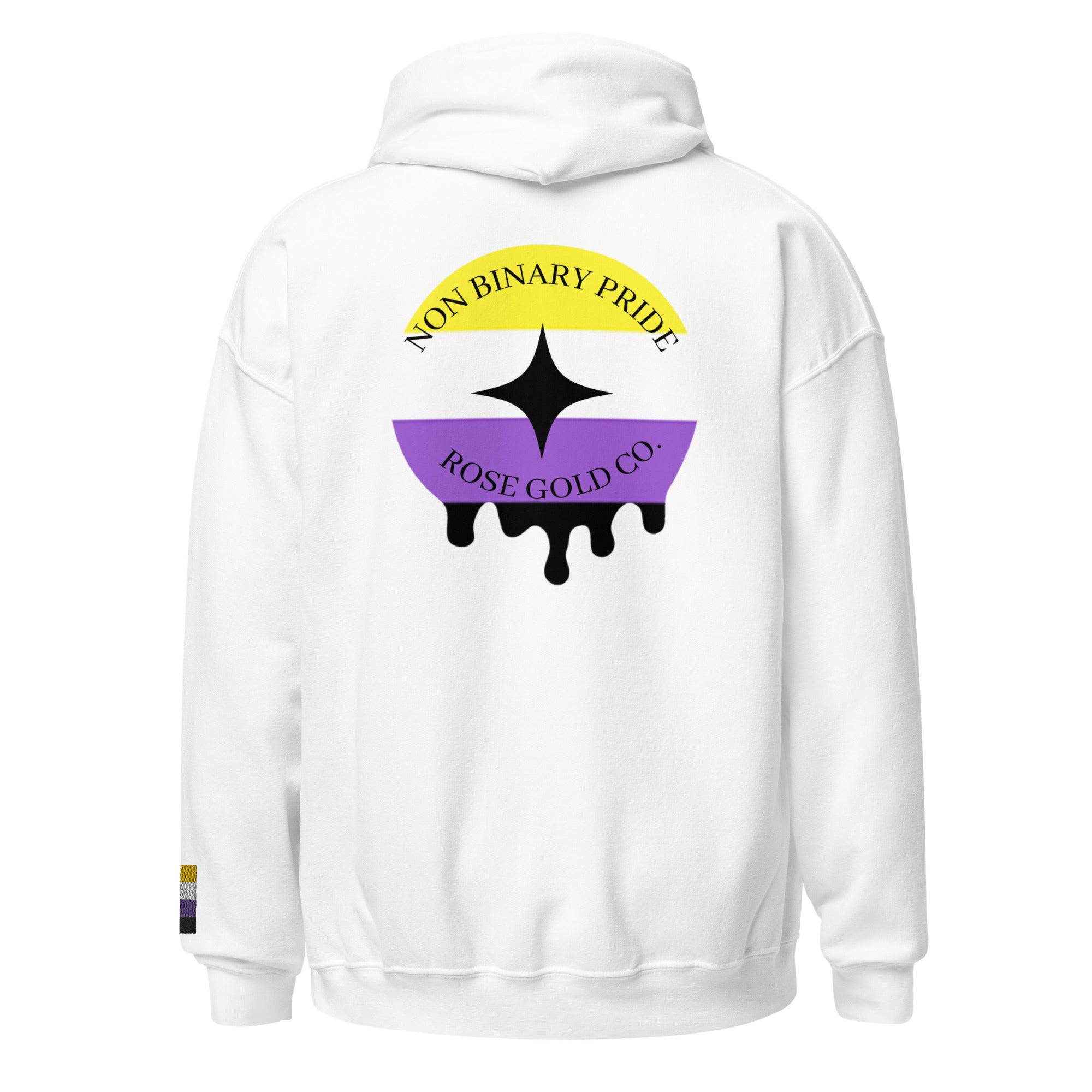 Melting Nonbinary Pride embroidered hoodie, view 4 — Rose Gold Co