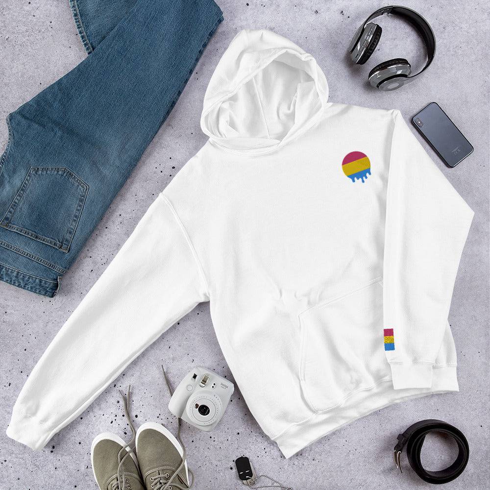 Melting Pansexual Pride embroidered hoodie, view 5 — Rose Gold Co
