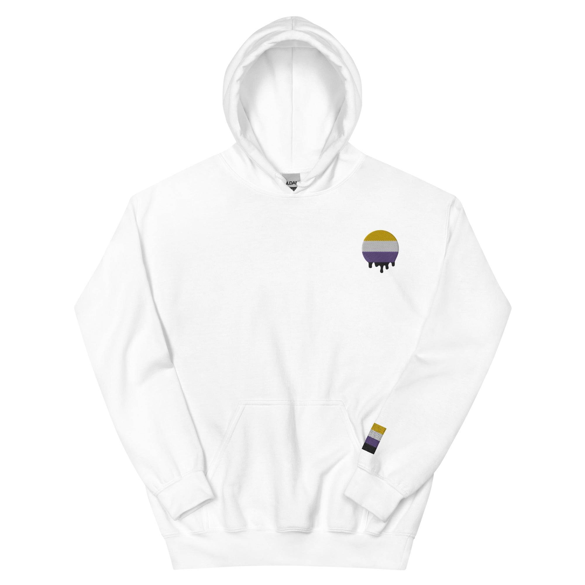 Melting Nonbinary Pride embroidered hoodie, view 14 — Rose Gold Co
