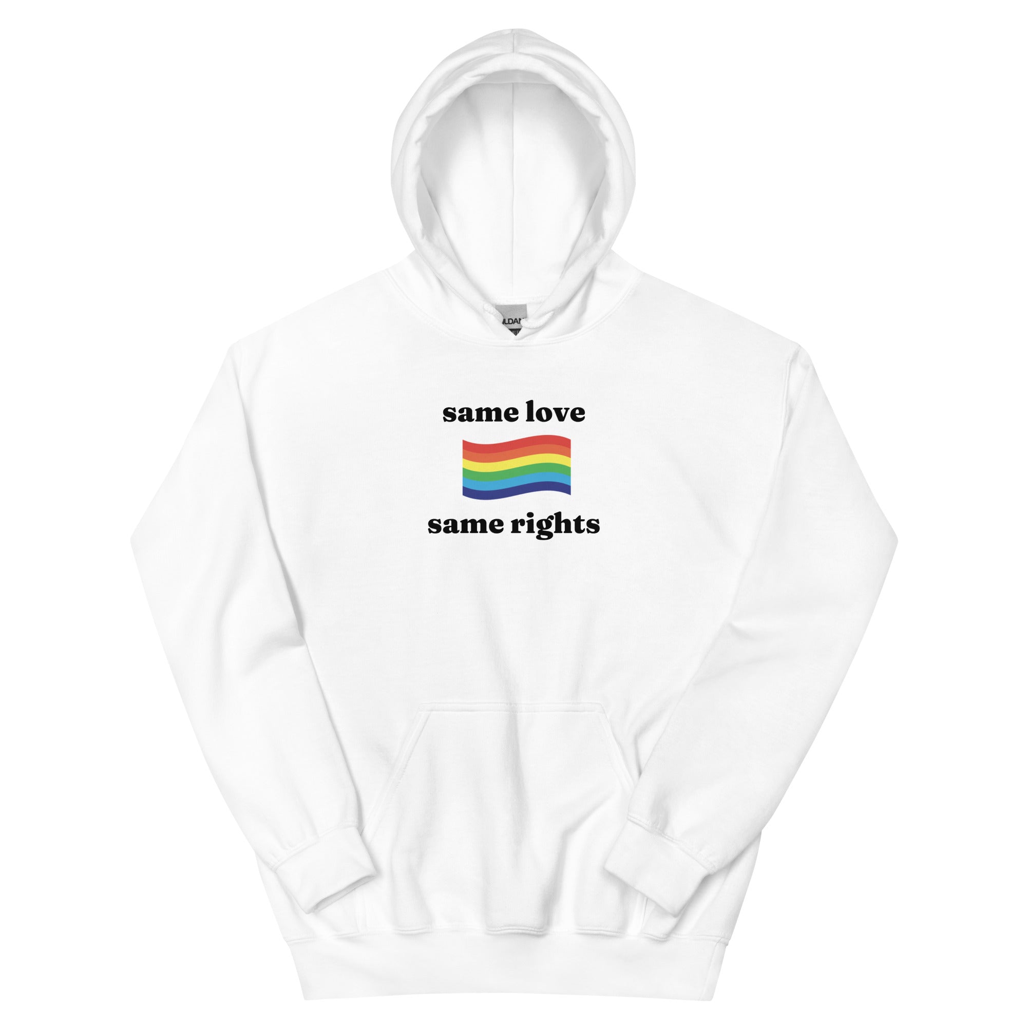 Same Love Same Rights rainbow hoodie, view 8 — Rose Gold Co