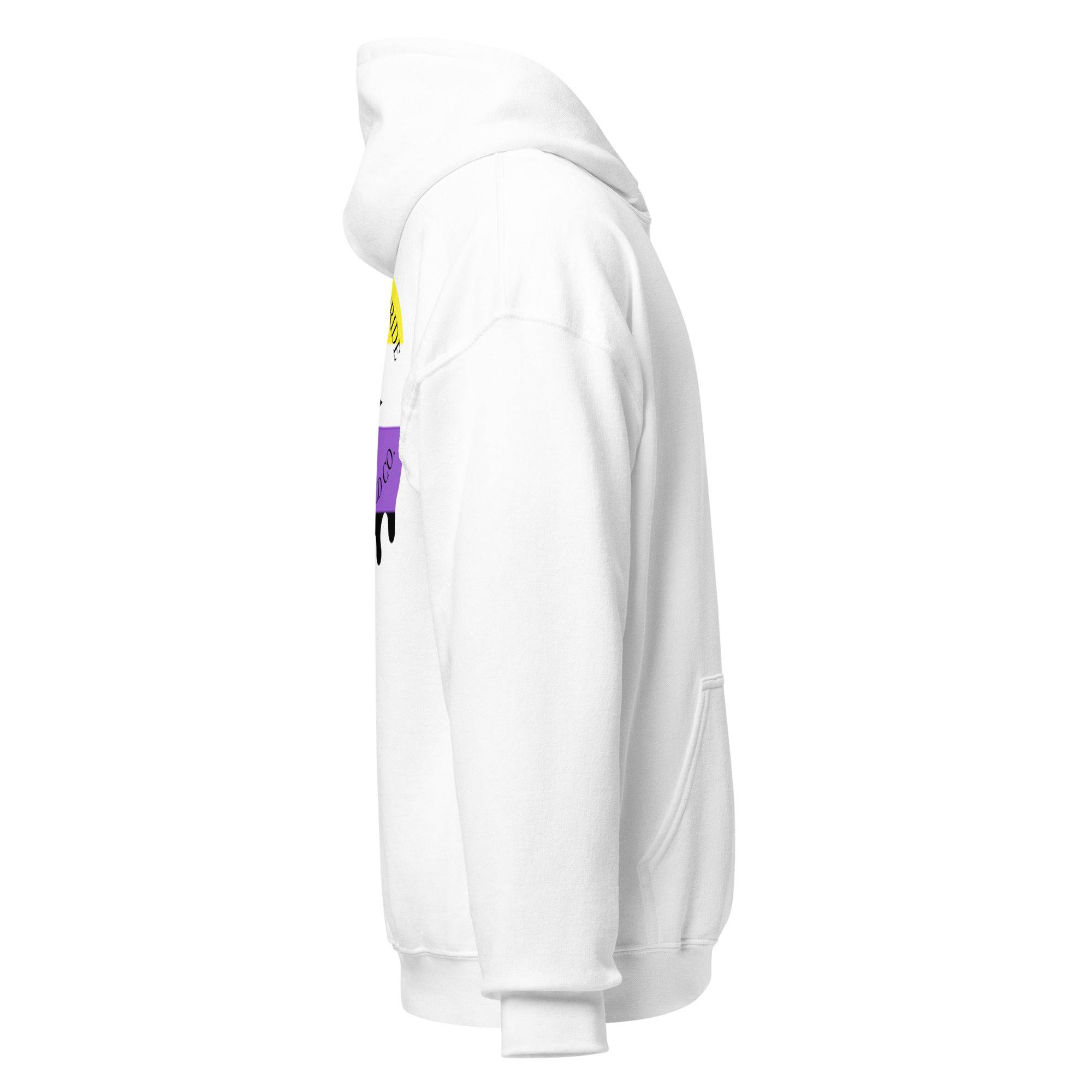 Melting Nonbinary Pride embroidered hoodie, view 3 — Rose Gold Co