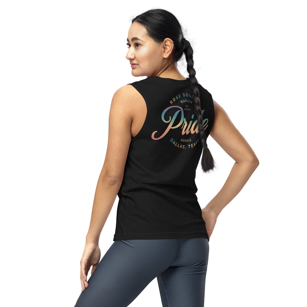 Pride 21 Respect My Pronouns tank top, view 3 — Rose Gold Co