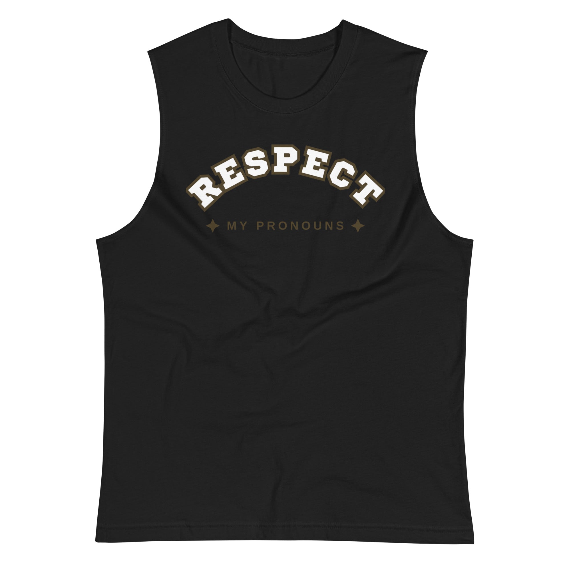 Respect My Pronouns muscle tank, view 4 — Rose Gold Co