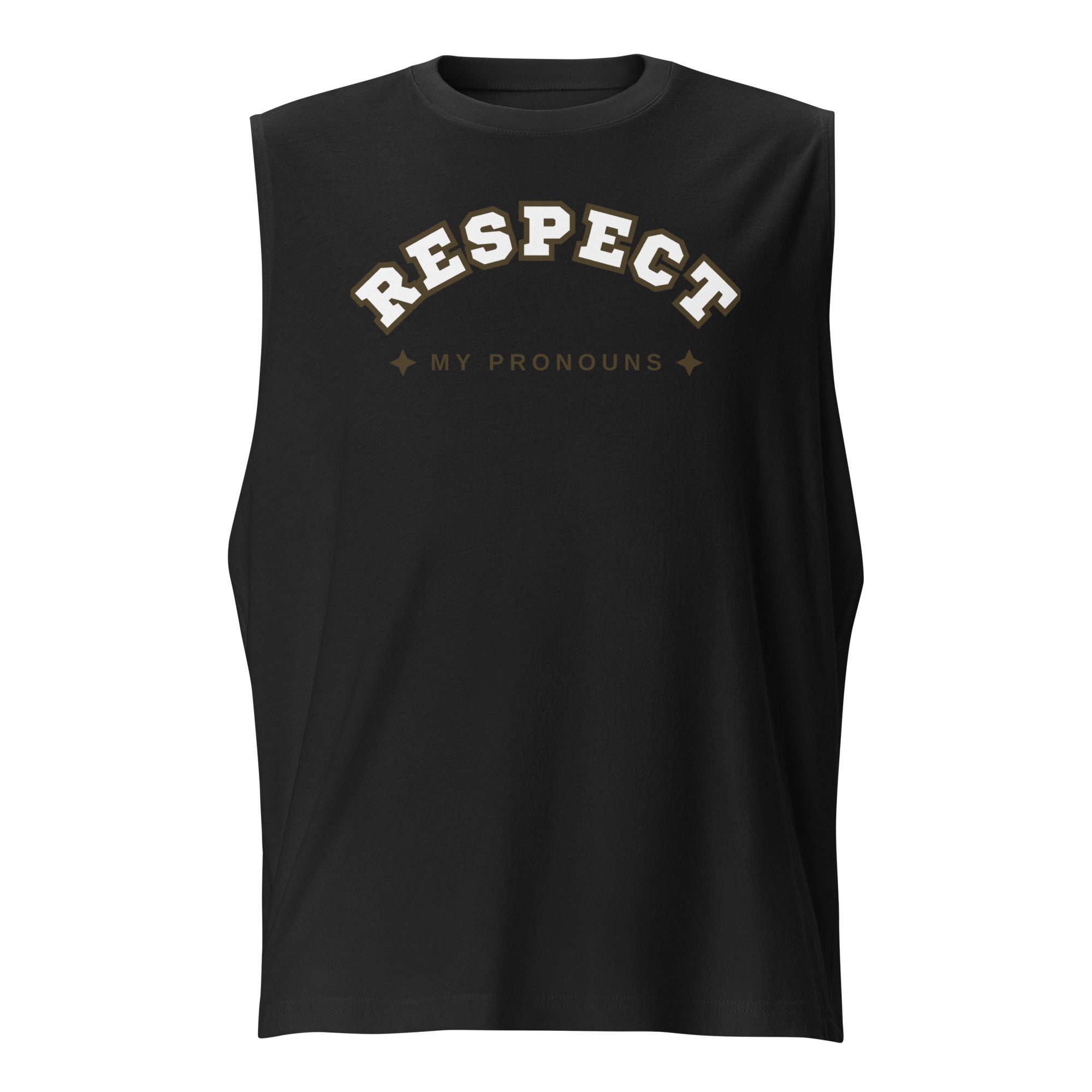 Respect My Pronouns muscle tank, view 5 — Rose Gold Co