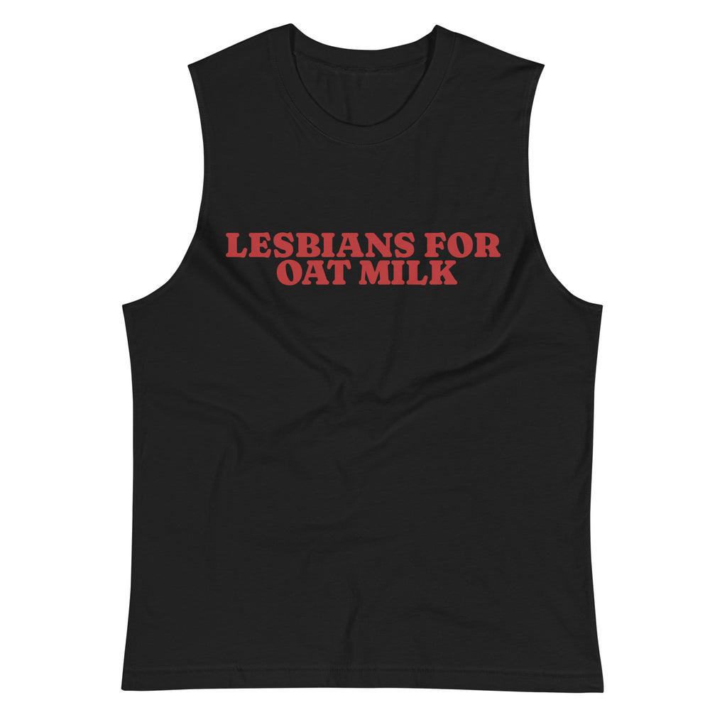 Lesbians For Oatmilk tank top, view 3 — Rose Gold Co