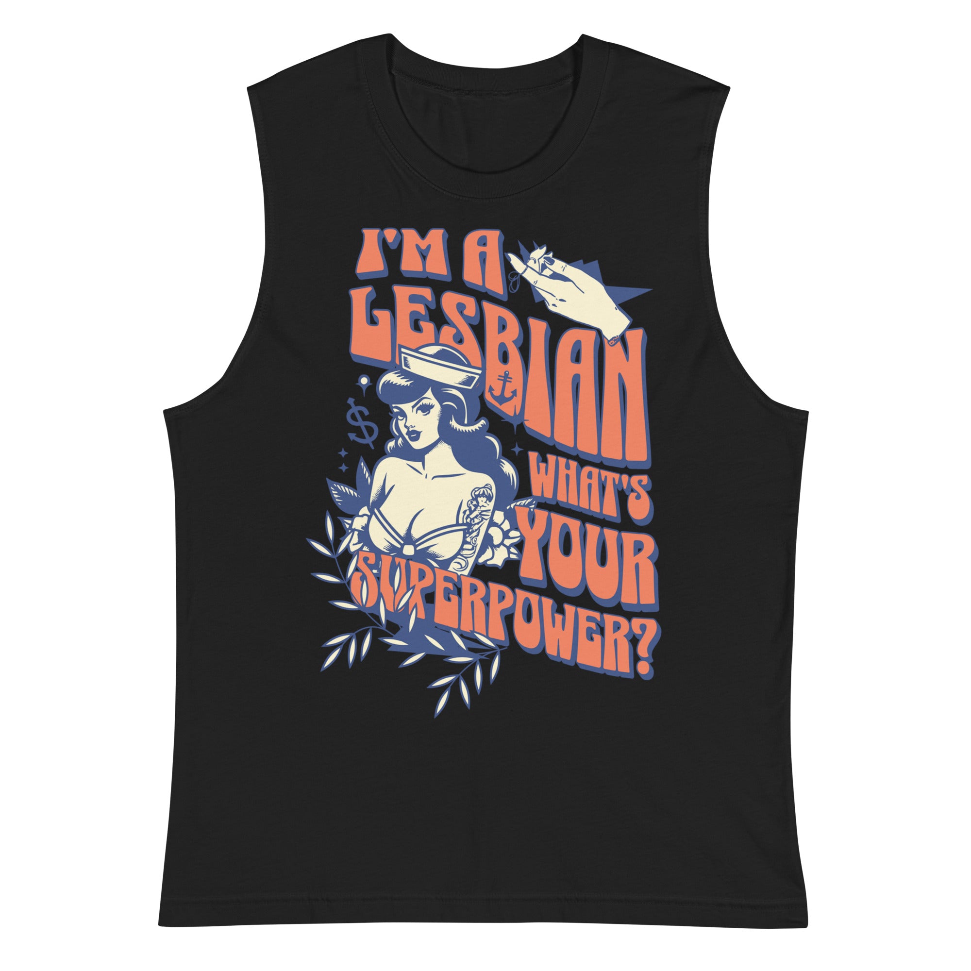 I'm A Lesbian What's Your Super Power tank top, view 7 — Rose Gold Co
