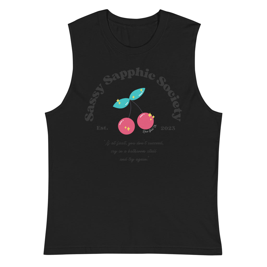 Sassy Sapphic Society loose tank top, view 7 — Rose Gold Co