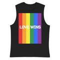 Love Wins unisex tank top in black, view 3 — Rose Gold Co
