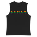 Human rainbow pride tank top in white, view 6 — Rose Gold Co