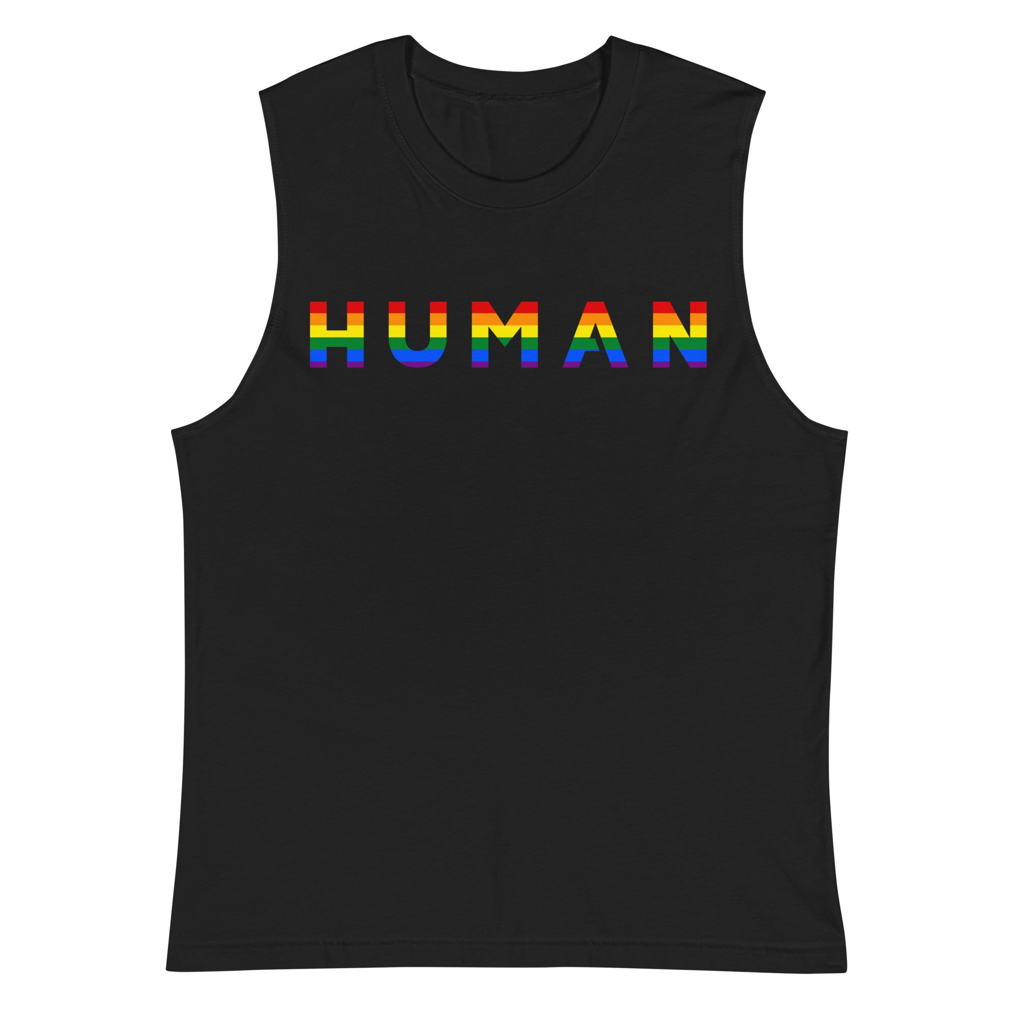 Human rainbow pride tank top in white, view 6 — Rose Gold Co