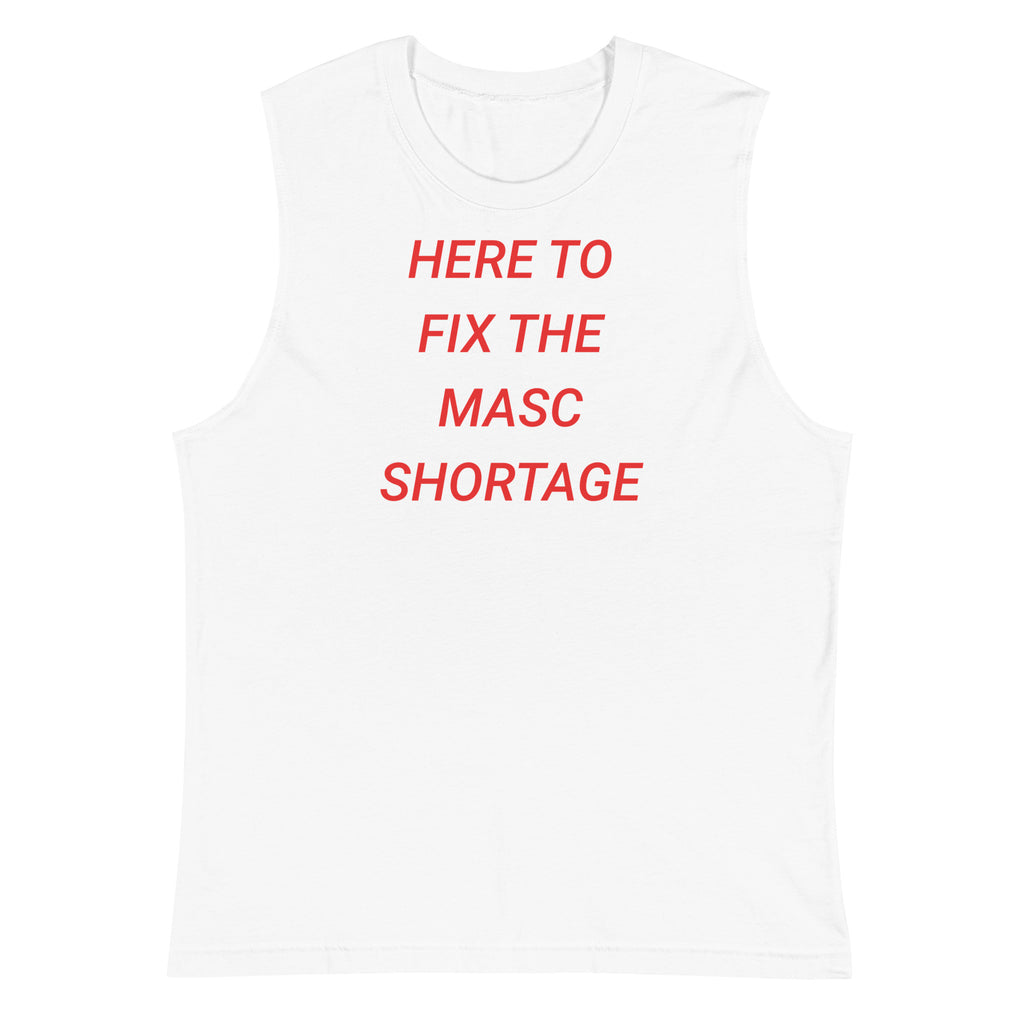 Here to Fix the Masc Shortage muscle shirt, view 7 — Rose Gold Co