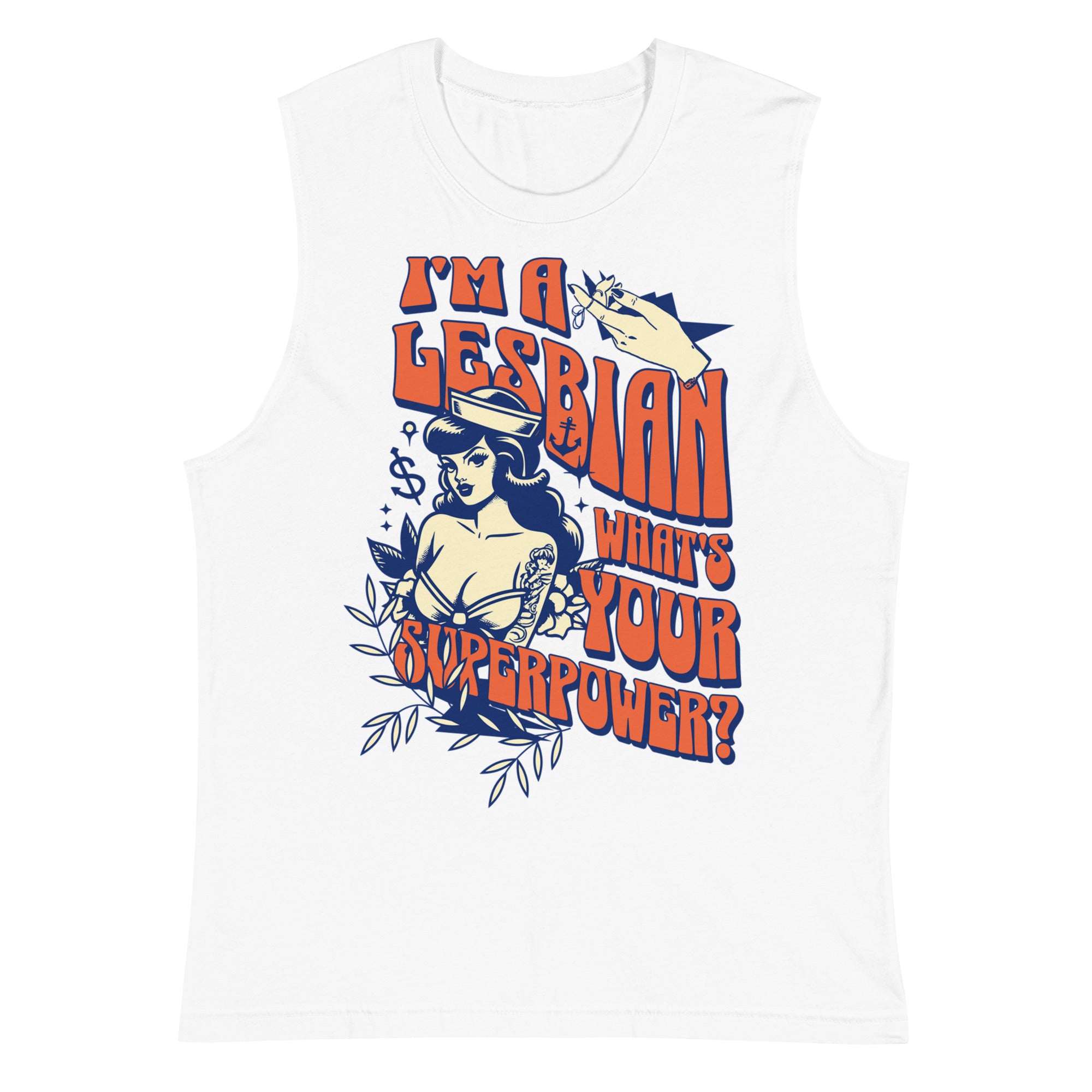 I'm A Lesbian What's Your Super Power tank top, view 6 — Rose Gold Co