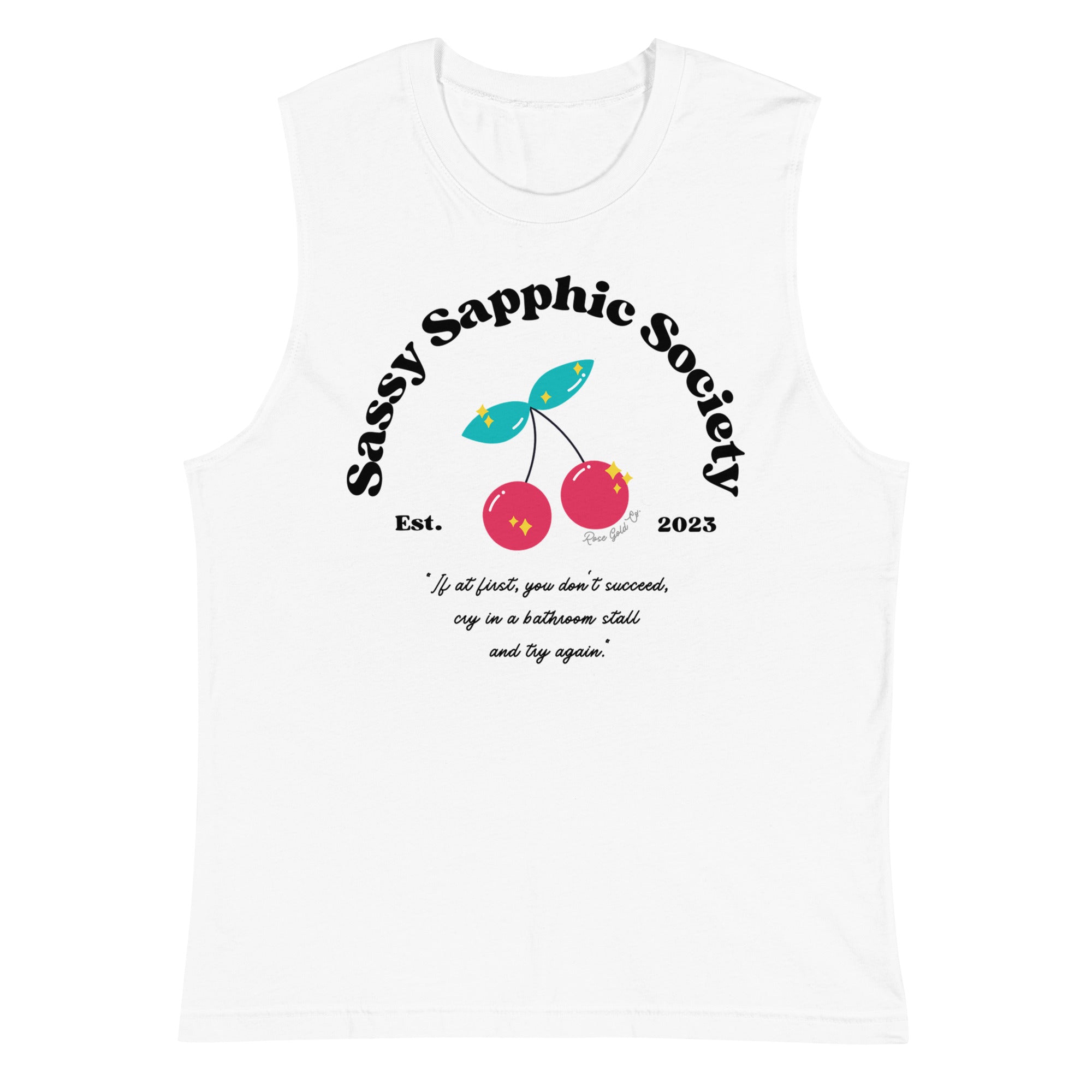 Sassy Sapphic Society loose tank top, view 8 — Rose Gold Co