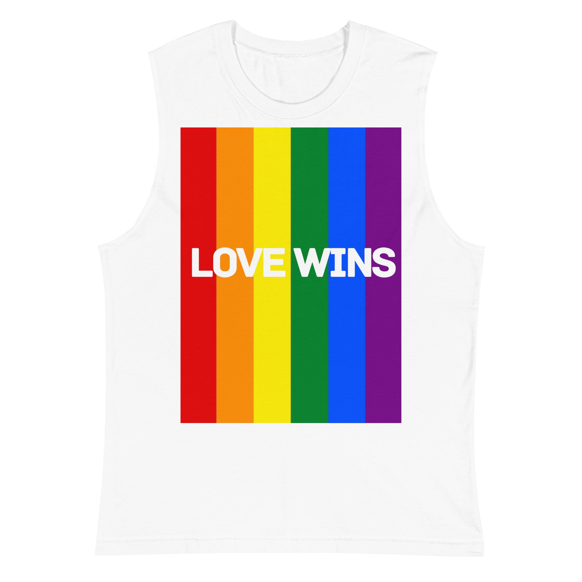 Love Wins unisex tank top in black, view 4 — Rose Gold Co