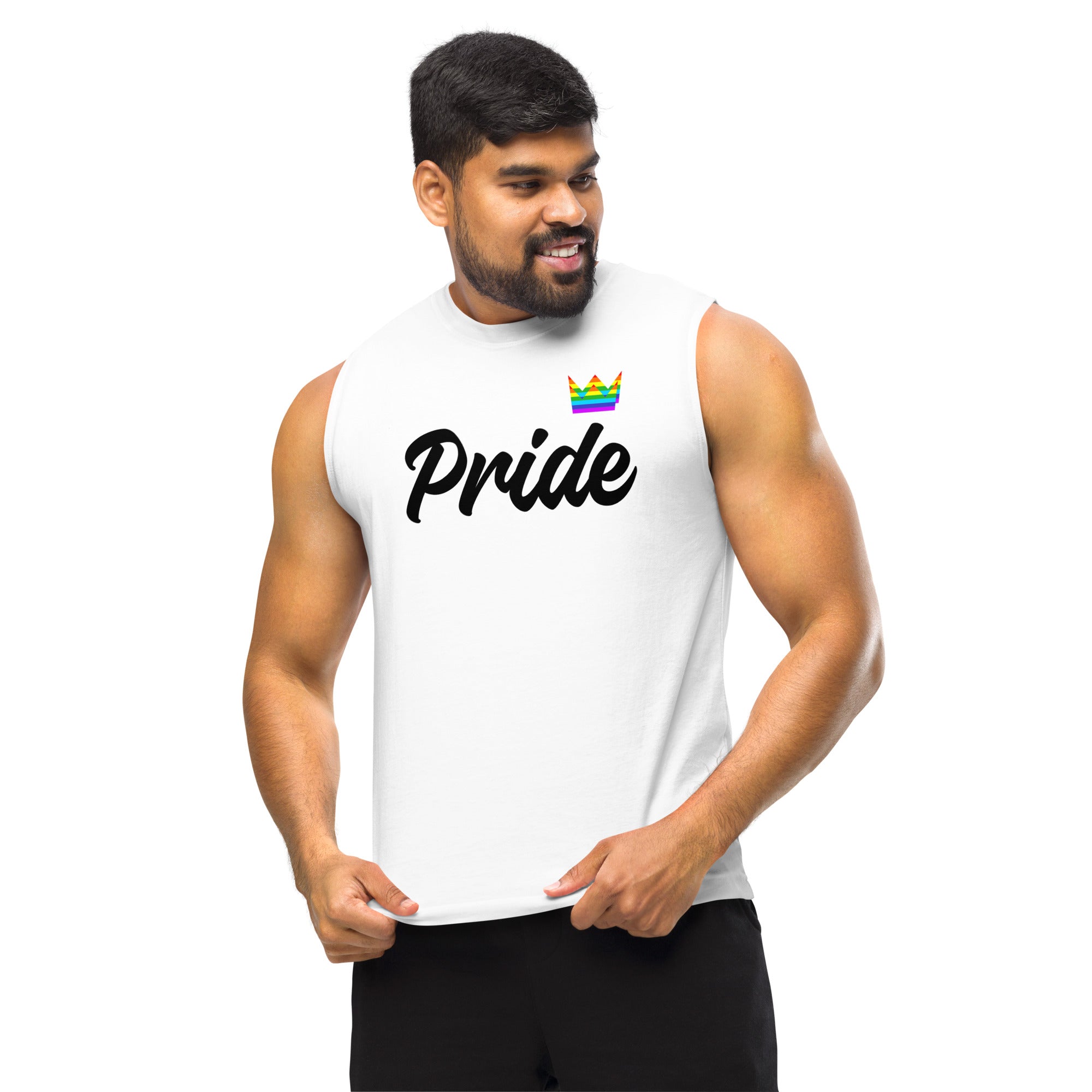 Pride 21 Respect My Pronouns tank top, view 4 — Rose Gold Co