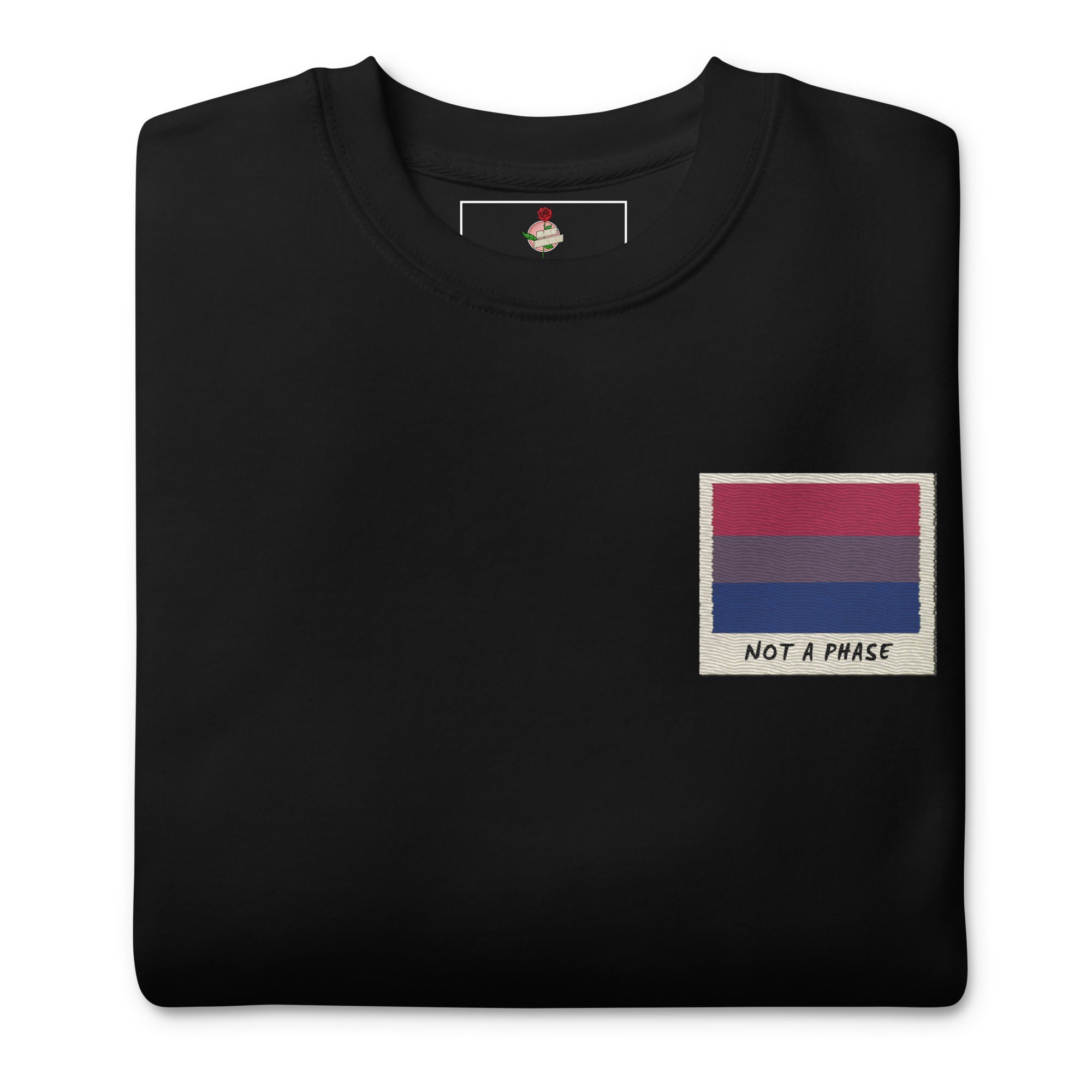Not A Phase bisexual pride polaroid sweatshirt, view 2 — Rose Gold Co