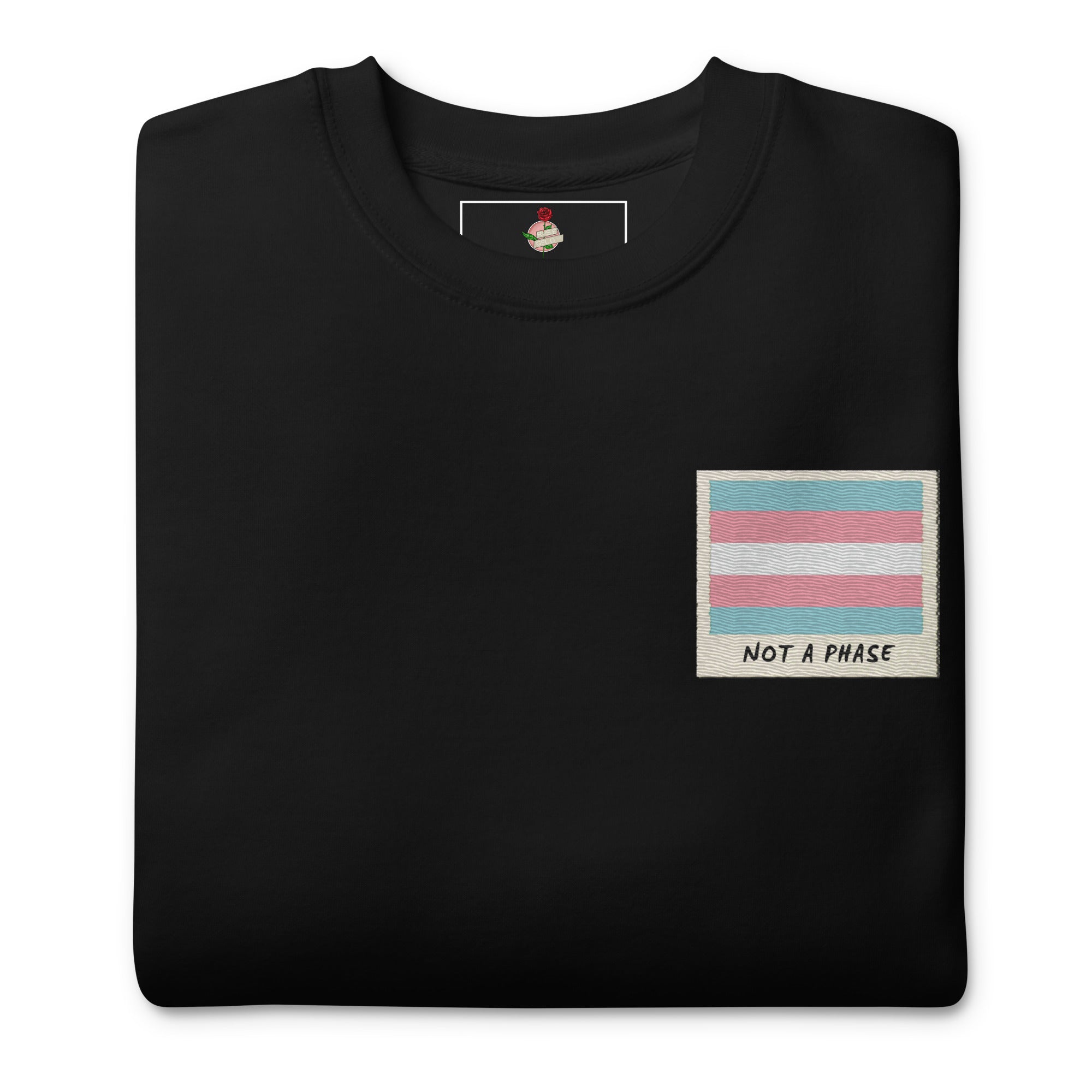 Not A Phase trans pride polaroid sweatshirt, view 2 — Rose Gold Co