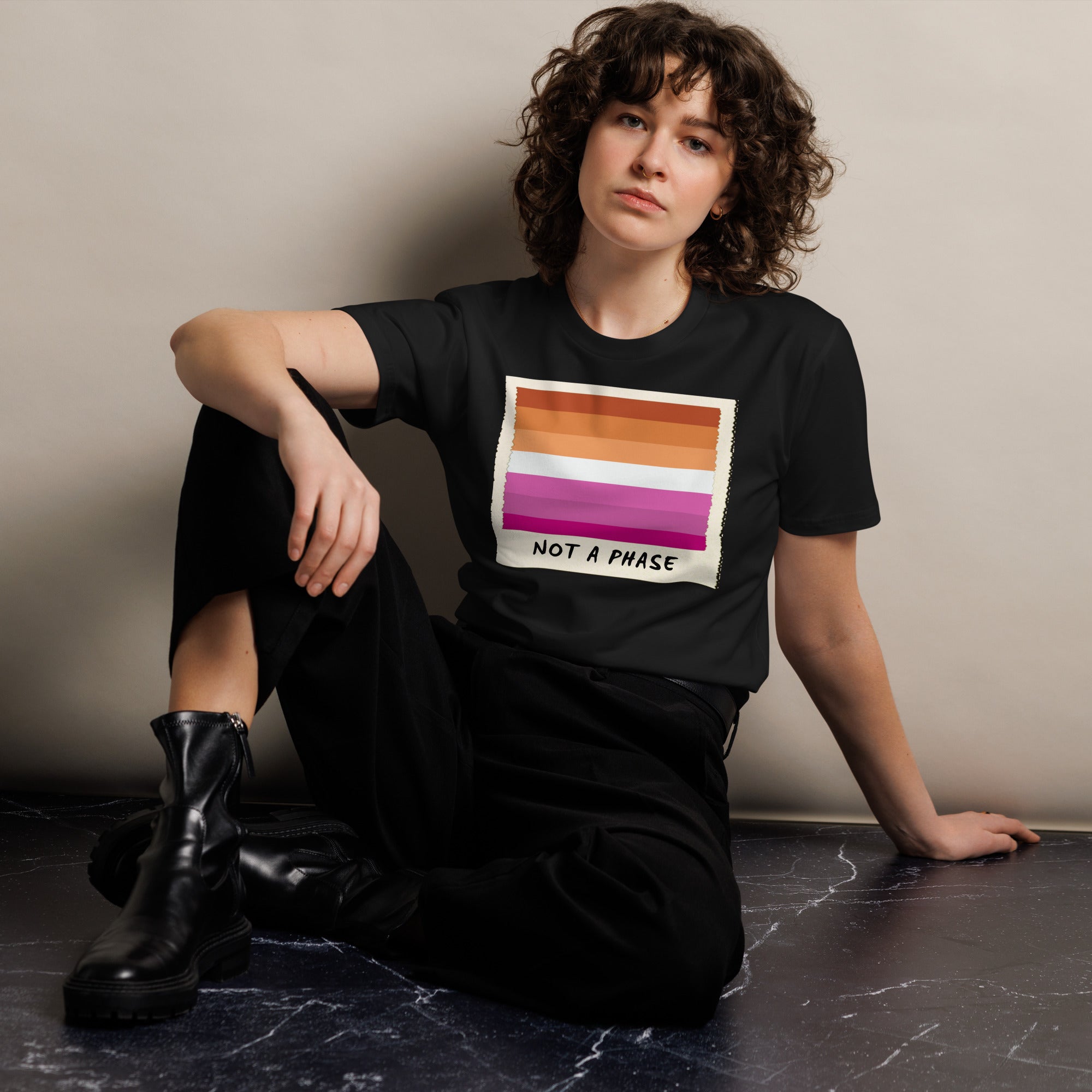 Not A Phase lesbian pride polaroid tee — Rose Gold Co