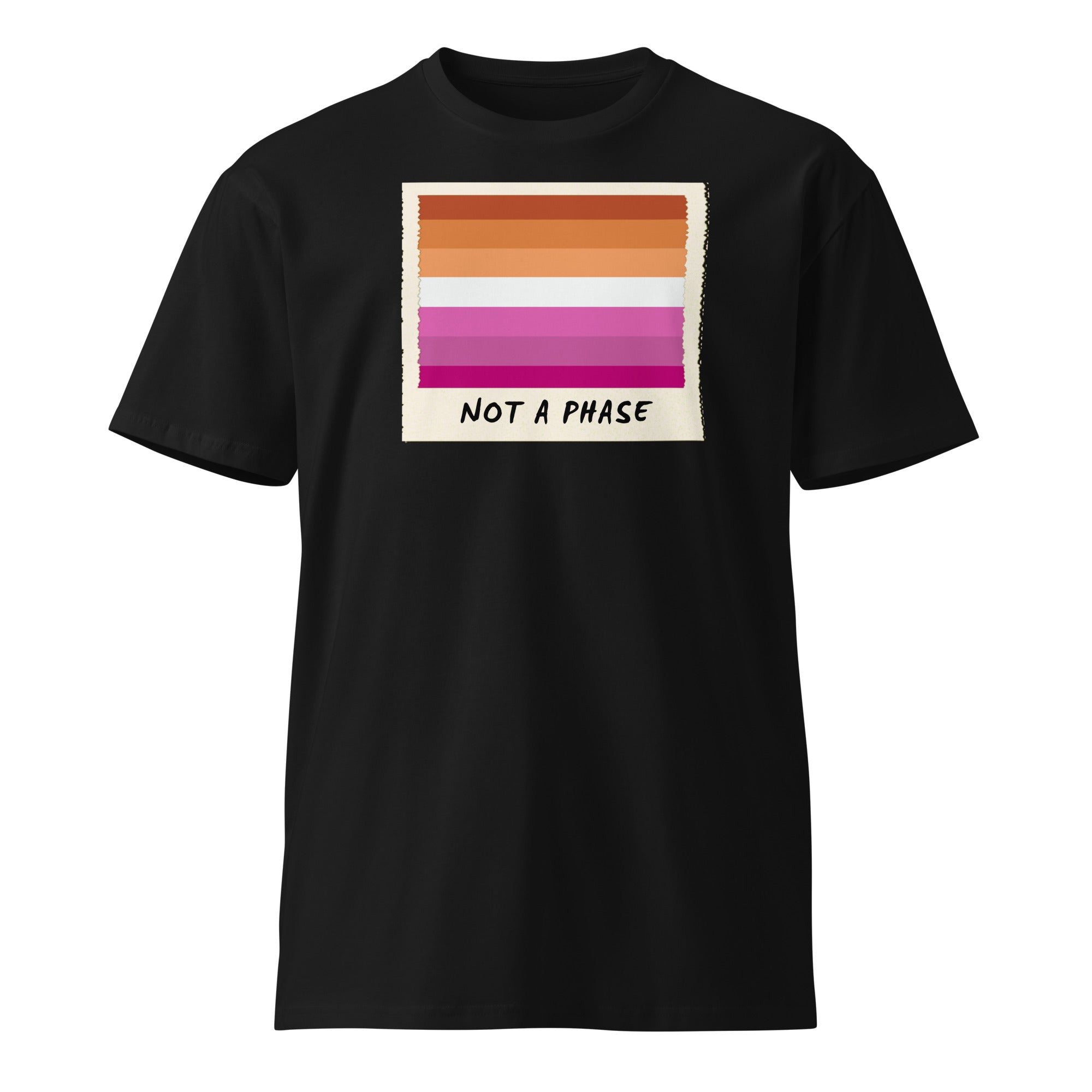 Not A Phase lesbian pride polaroid tee, view 2 — Rose Gold Co