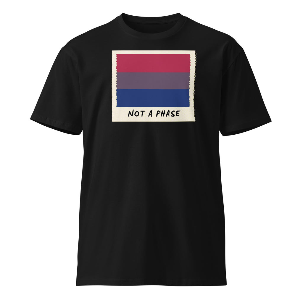 Not A Phase bisexual pride polaroid tee, view 4 — Rose Gold Co
