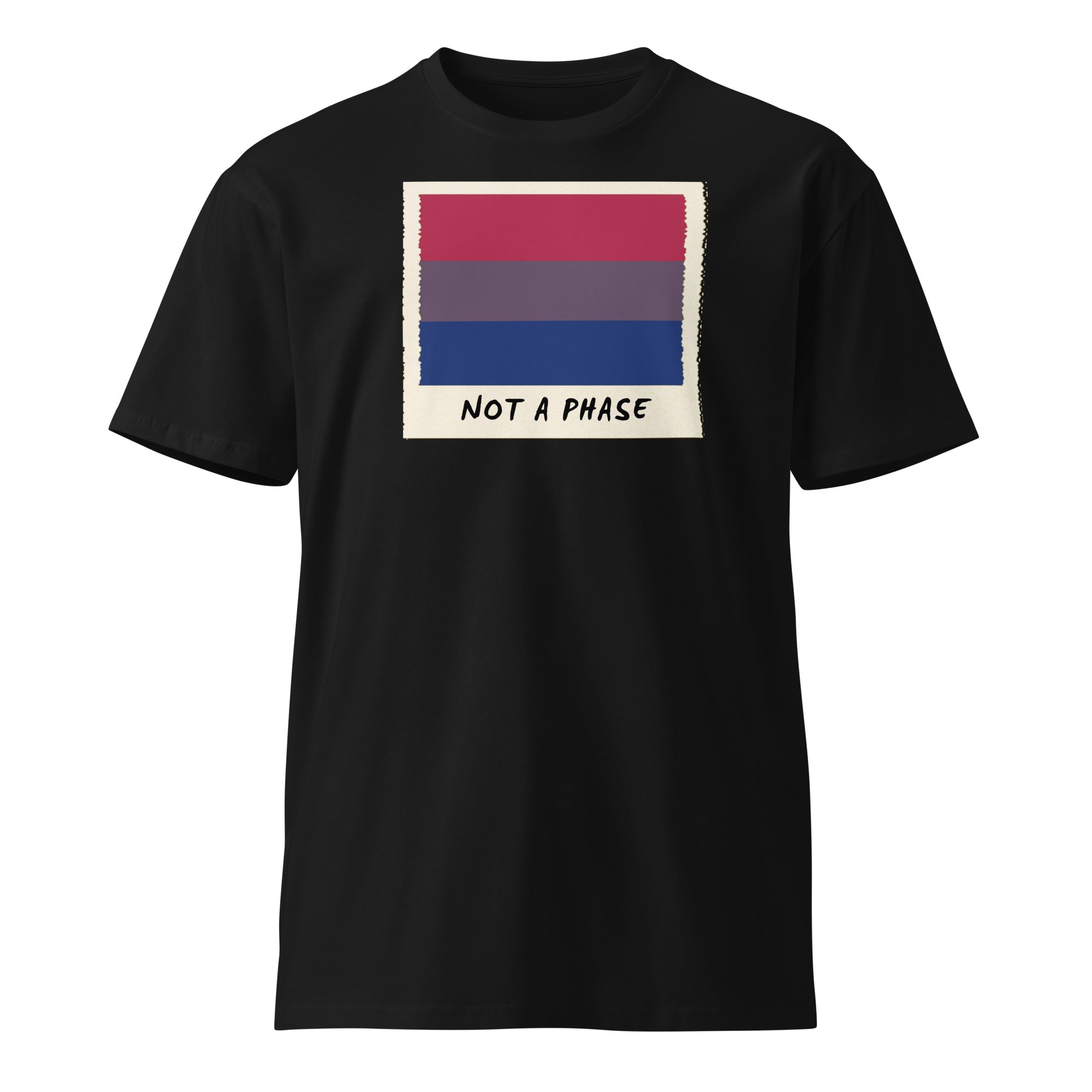 Not A Phase bisexual pride polaroid tee, view 4 — Rose Gold Co