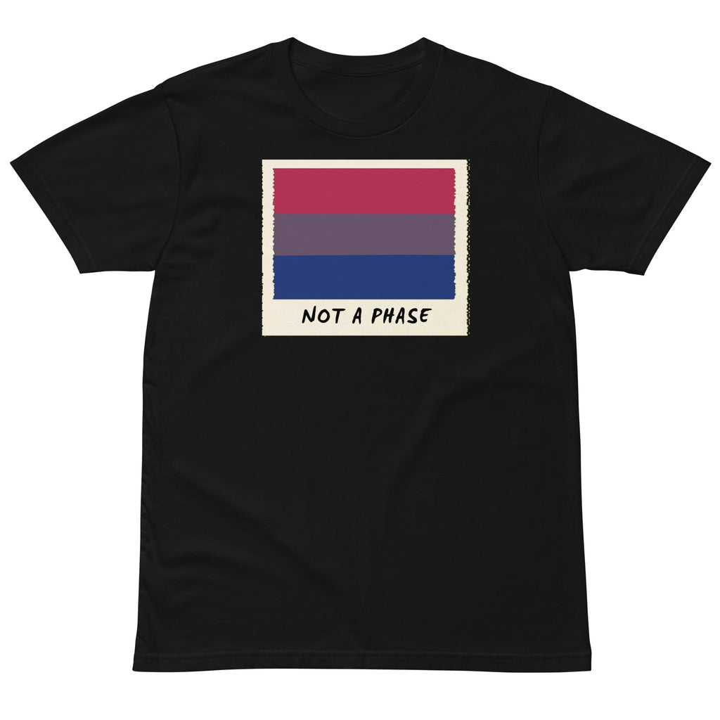 Not A Phase bisexual pride polaroid tee, view 3 — Rose Gold Co