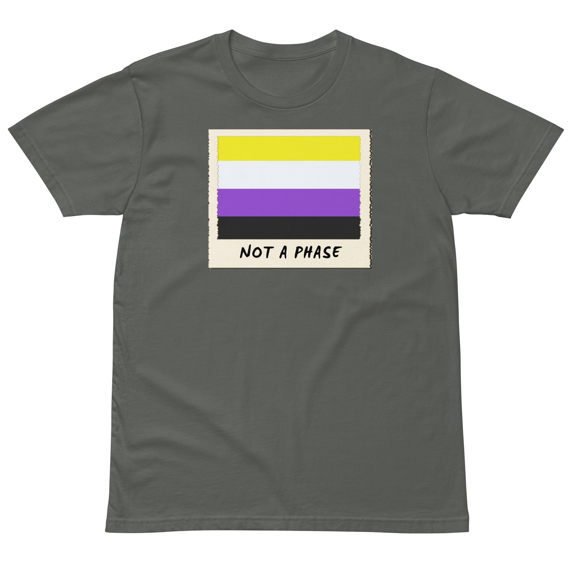 Not A Phase non-binary pride polaroid tee, view 5 — Rose Gold Co