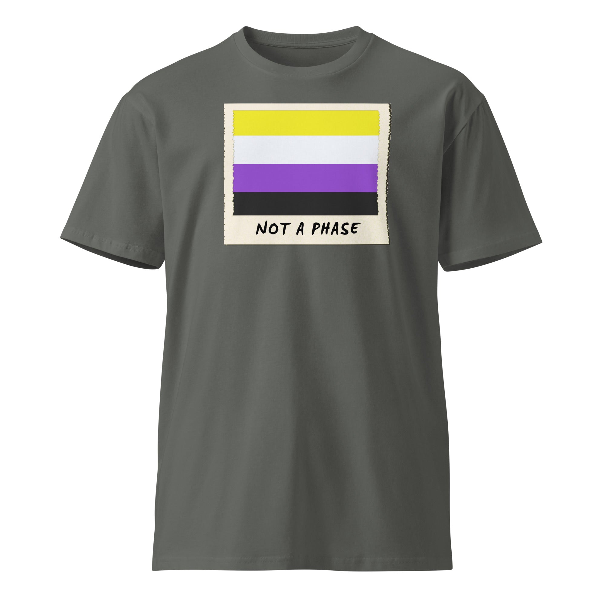 Not A Phase non-binary pride polaroid tee, view 6 — Rose Gold Co