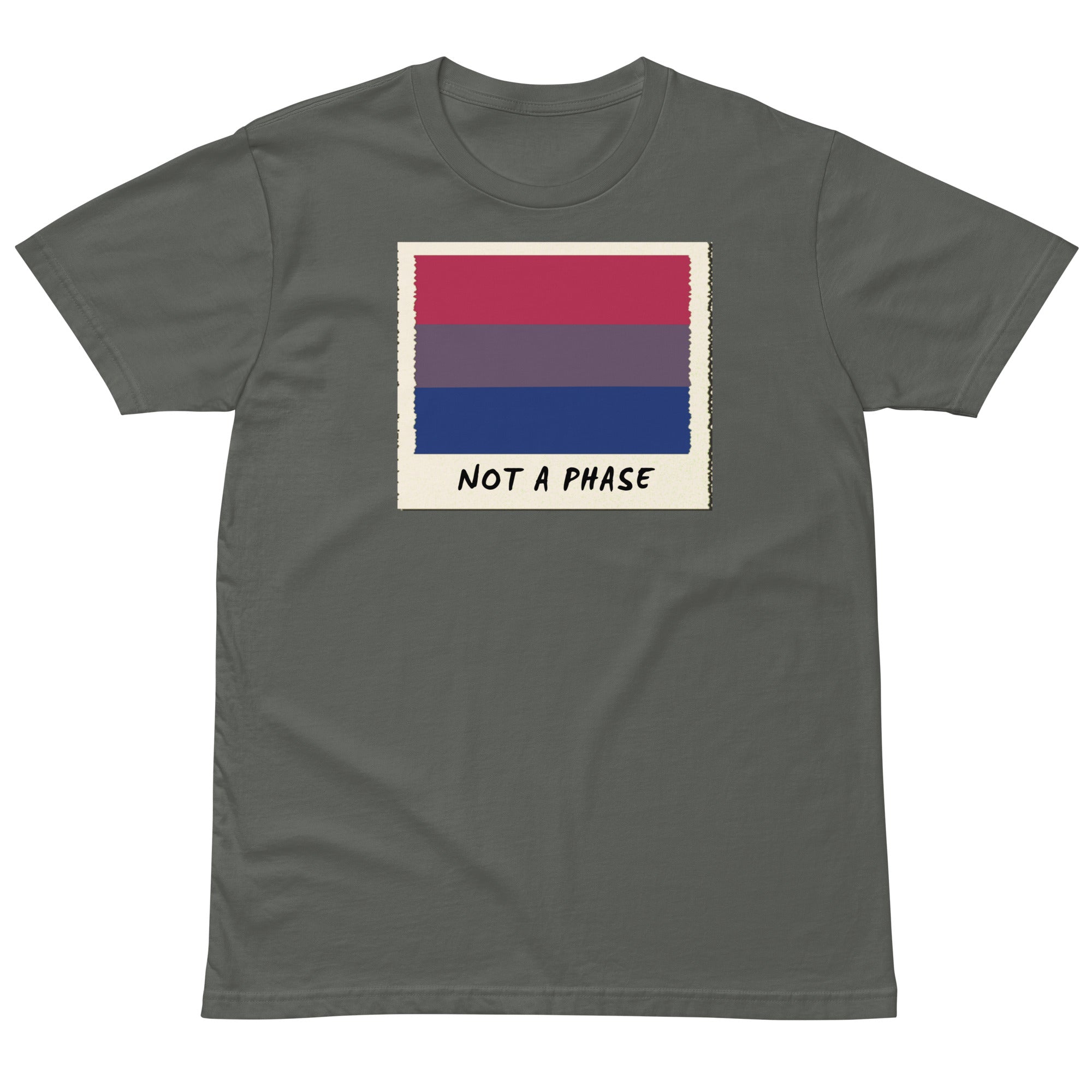 Not A Phase bisexual pride polaroid tee, view 7 — Rose Gold Co