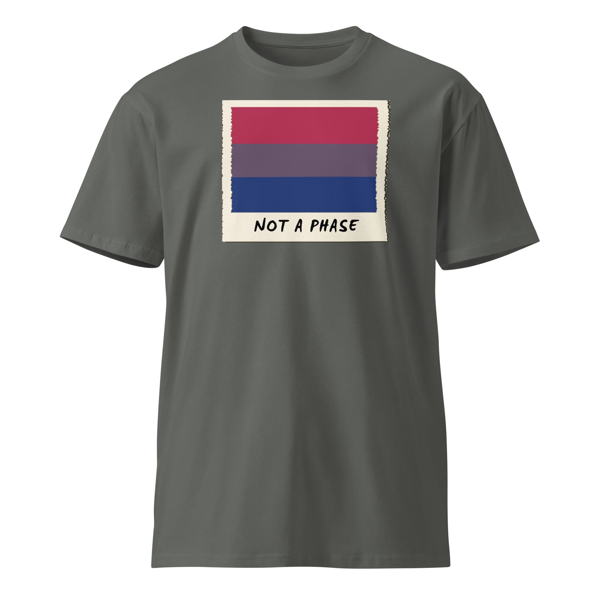 Not A Phase bisexual pride polaroid tee, view 8 — Rose Gold Co