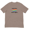Same Love Same Rights rainbow flag tee, view 5 — Rose Gold Co