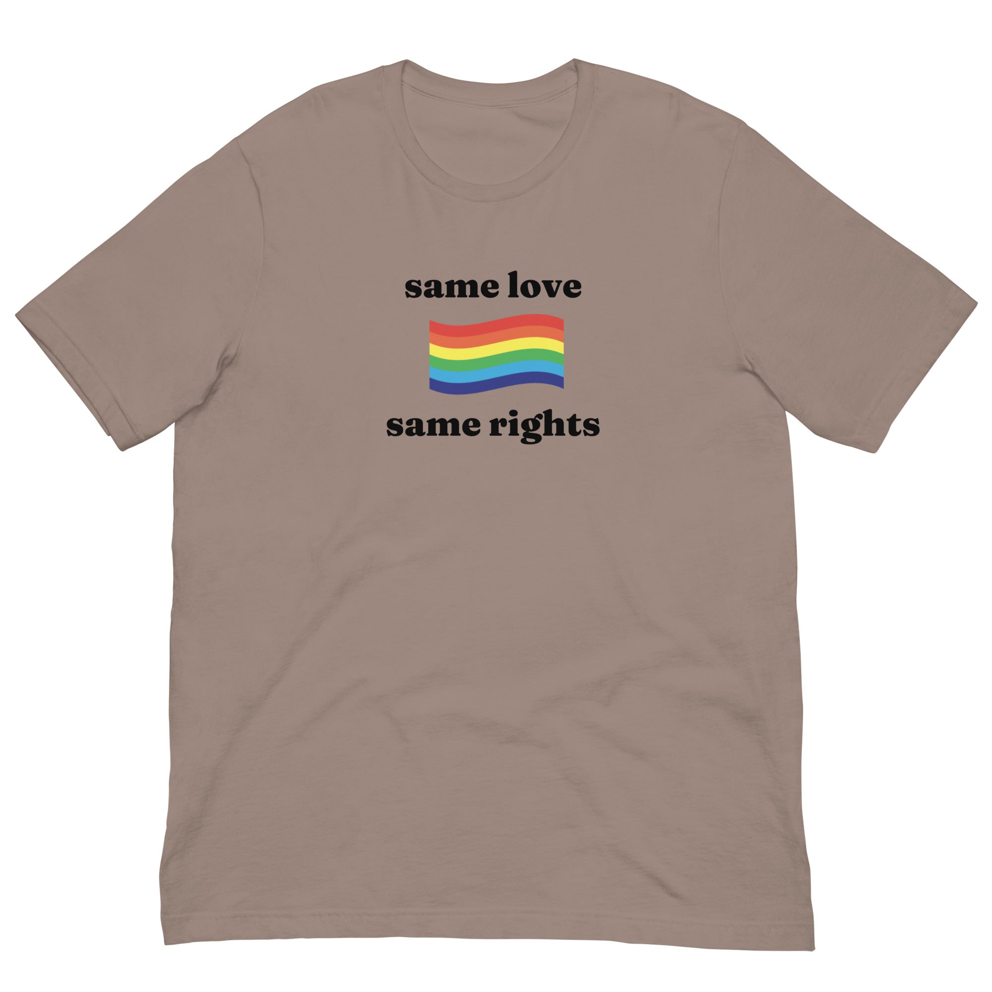 Same Love Same Rights rainbow flag tee, view 5 — Rose Gold Co