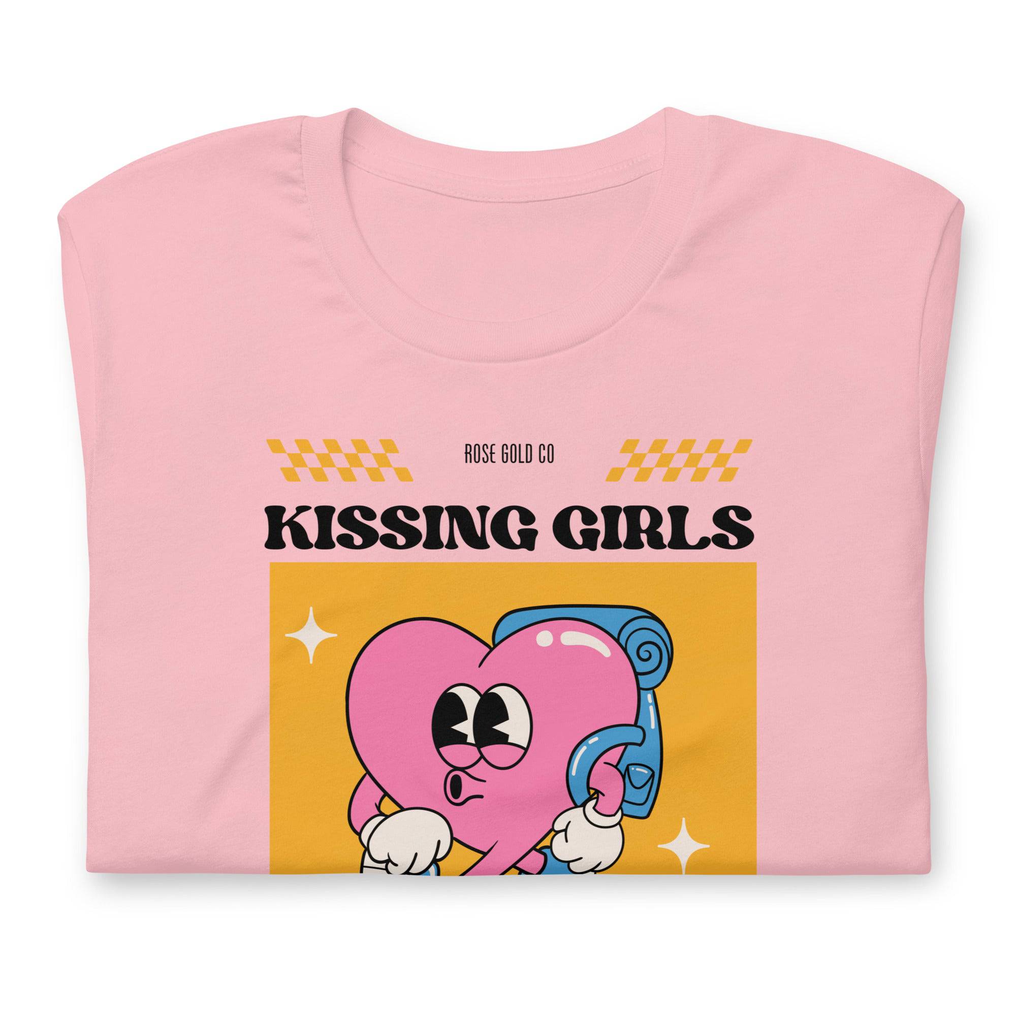 Kissing Girls Living My Best Life lesbian tee, view 5 — Rose Gold Co